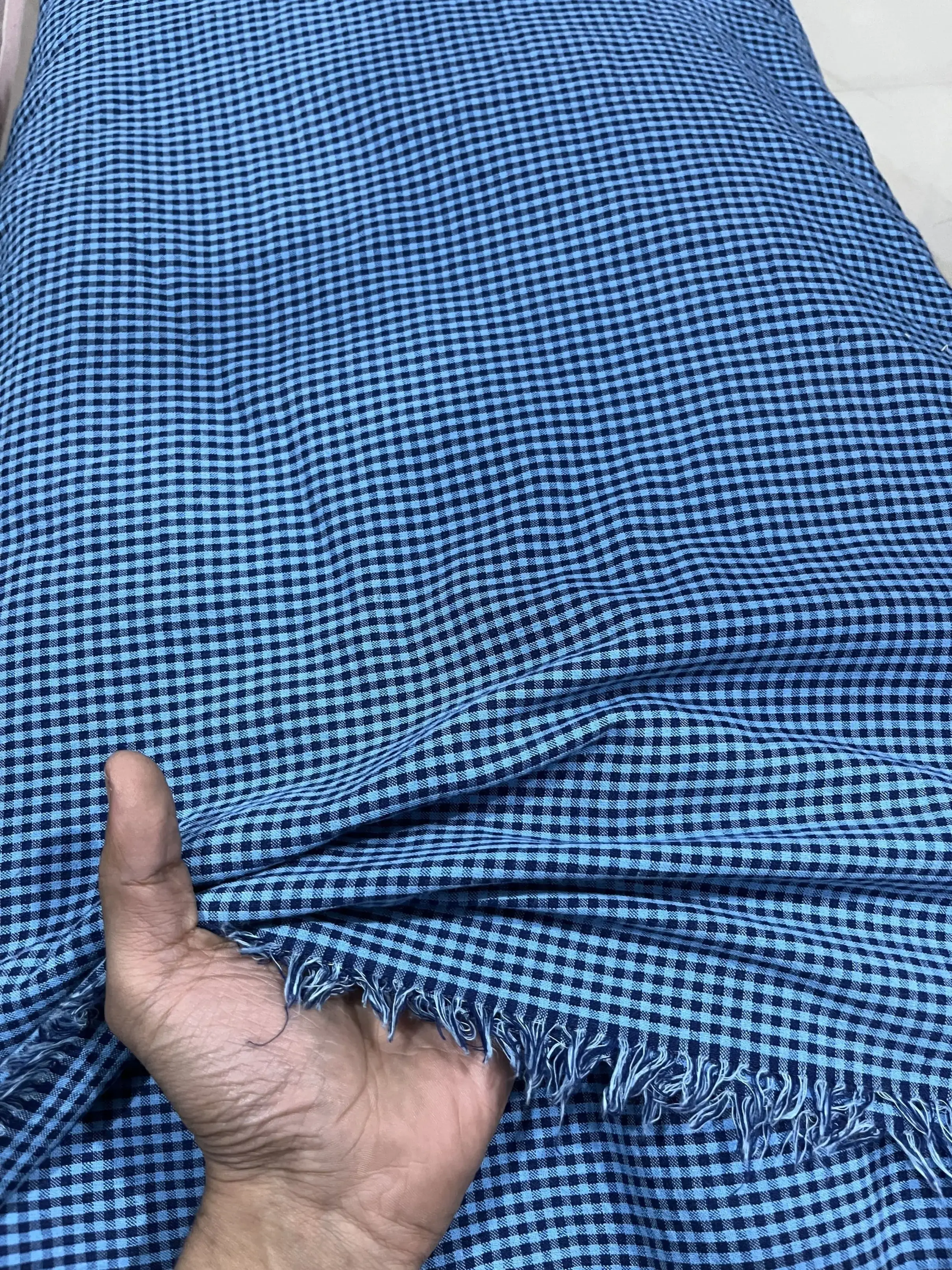 Striped Pattern Check Navy Blue and Light Blue