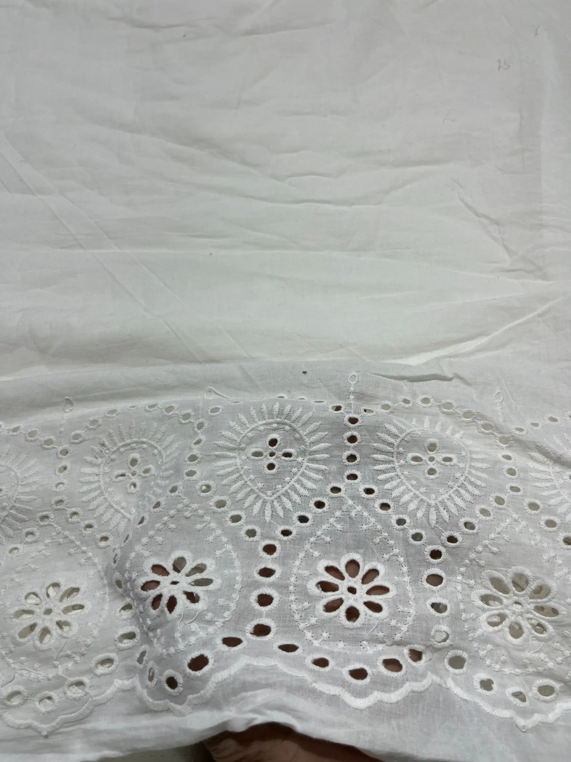 off White Colour Cotton Eyelet Embroidery