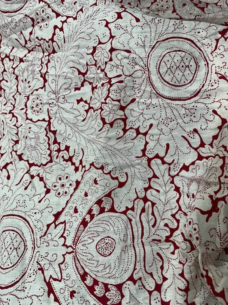 Cotton Linen Red Abstract Print