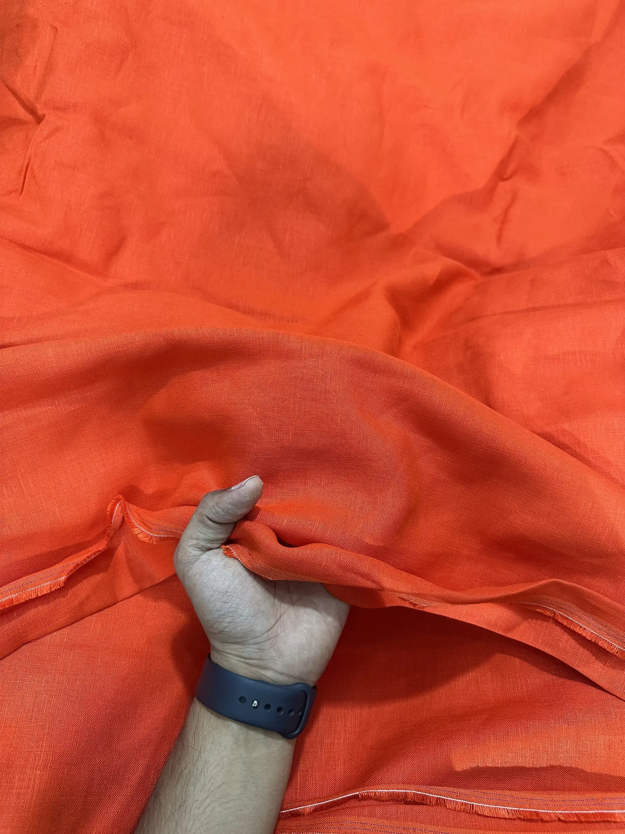 100% Pure Linen Fabric Orange
