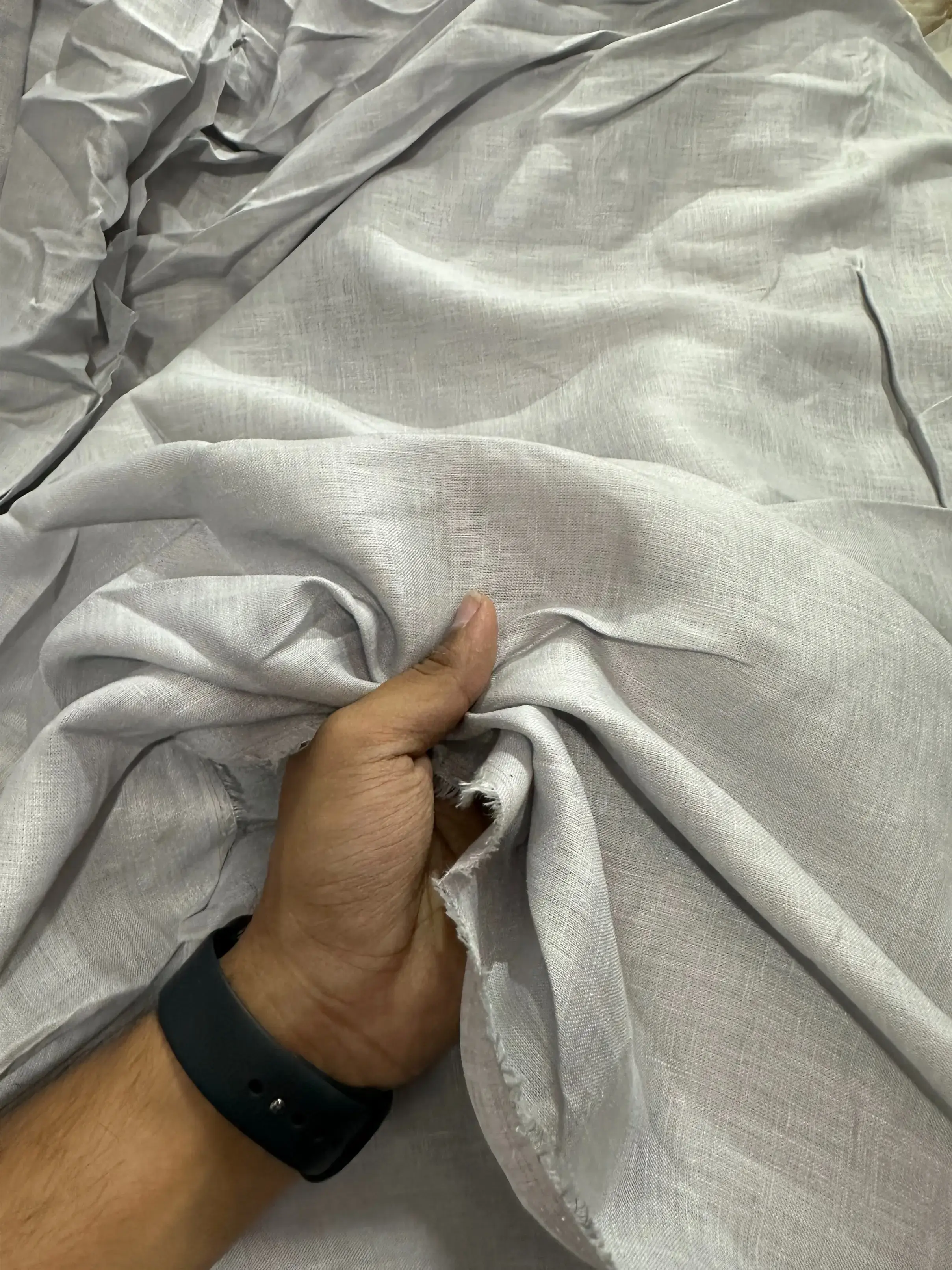 100% Pure Linen Grey Fabric