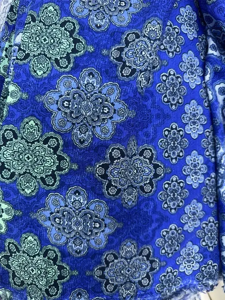 Rayon Blue Abstract Print