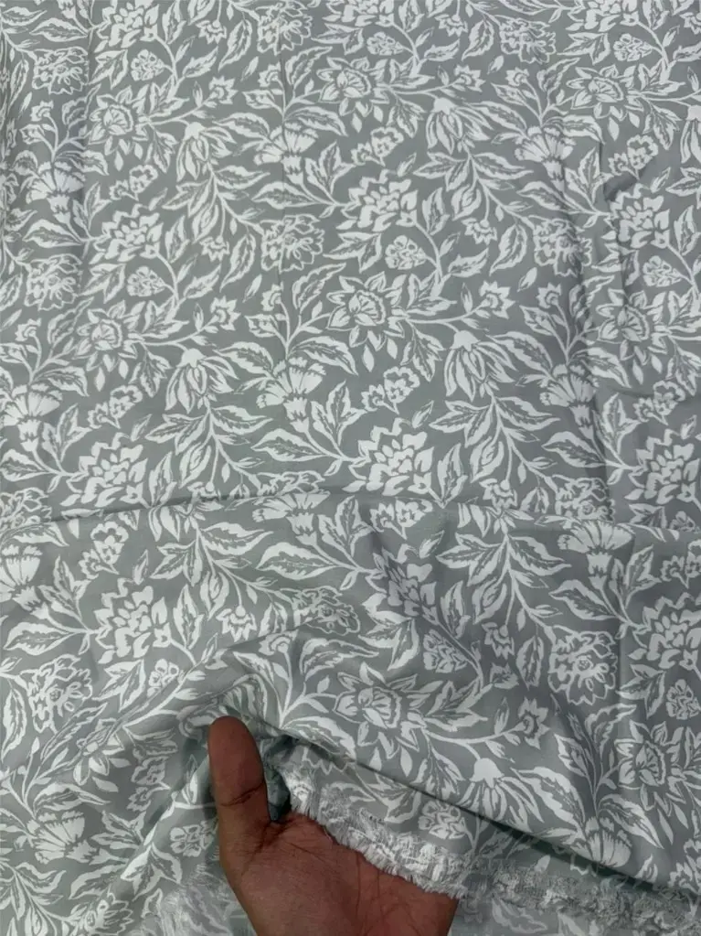 Rayon Grey Floral Print