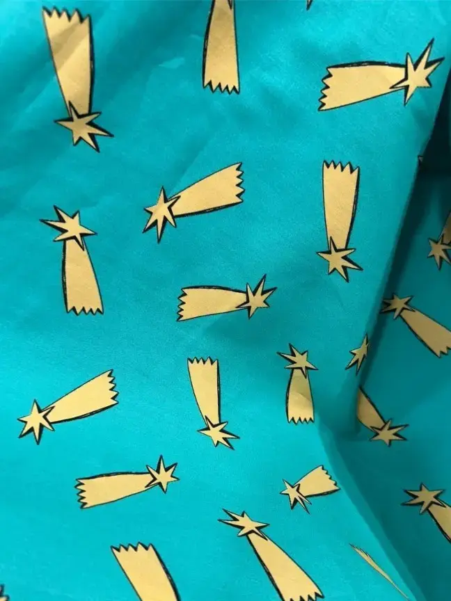Poplin Cyan Print