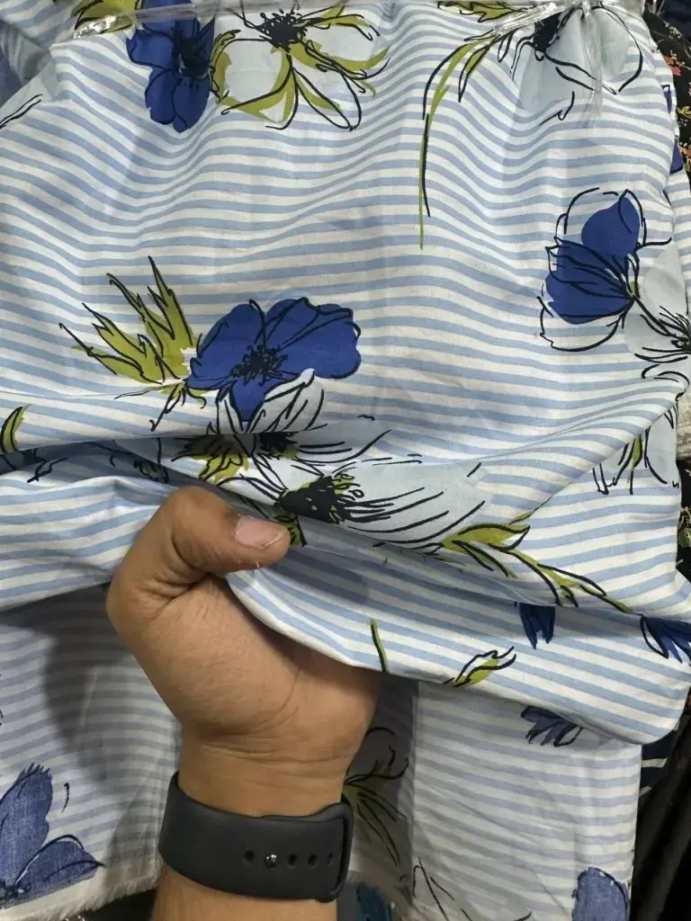 Cotton Stipe Floral Print