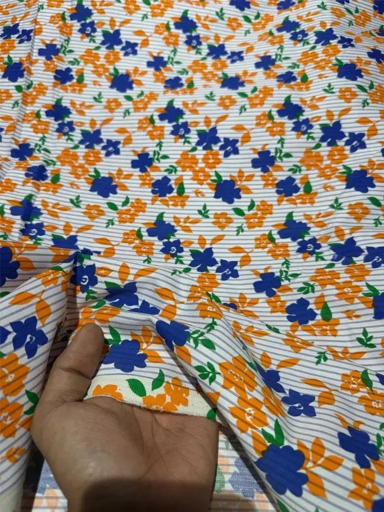 Cotton Stripe Floral Print