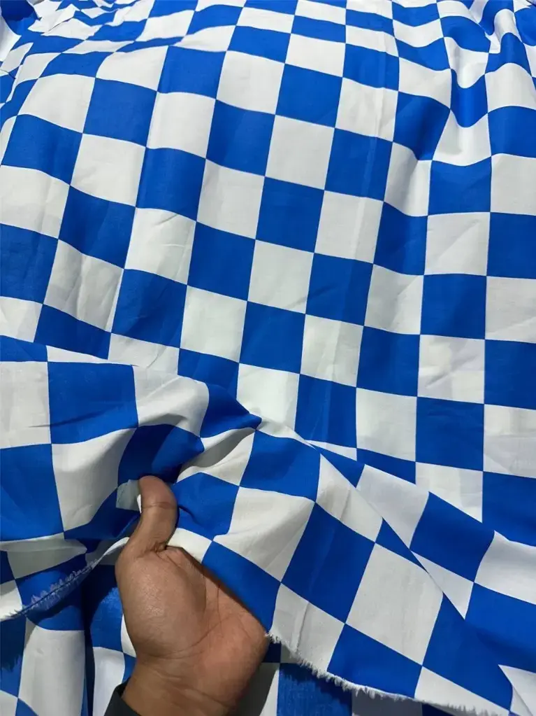 Cotton Blue and White Check