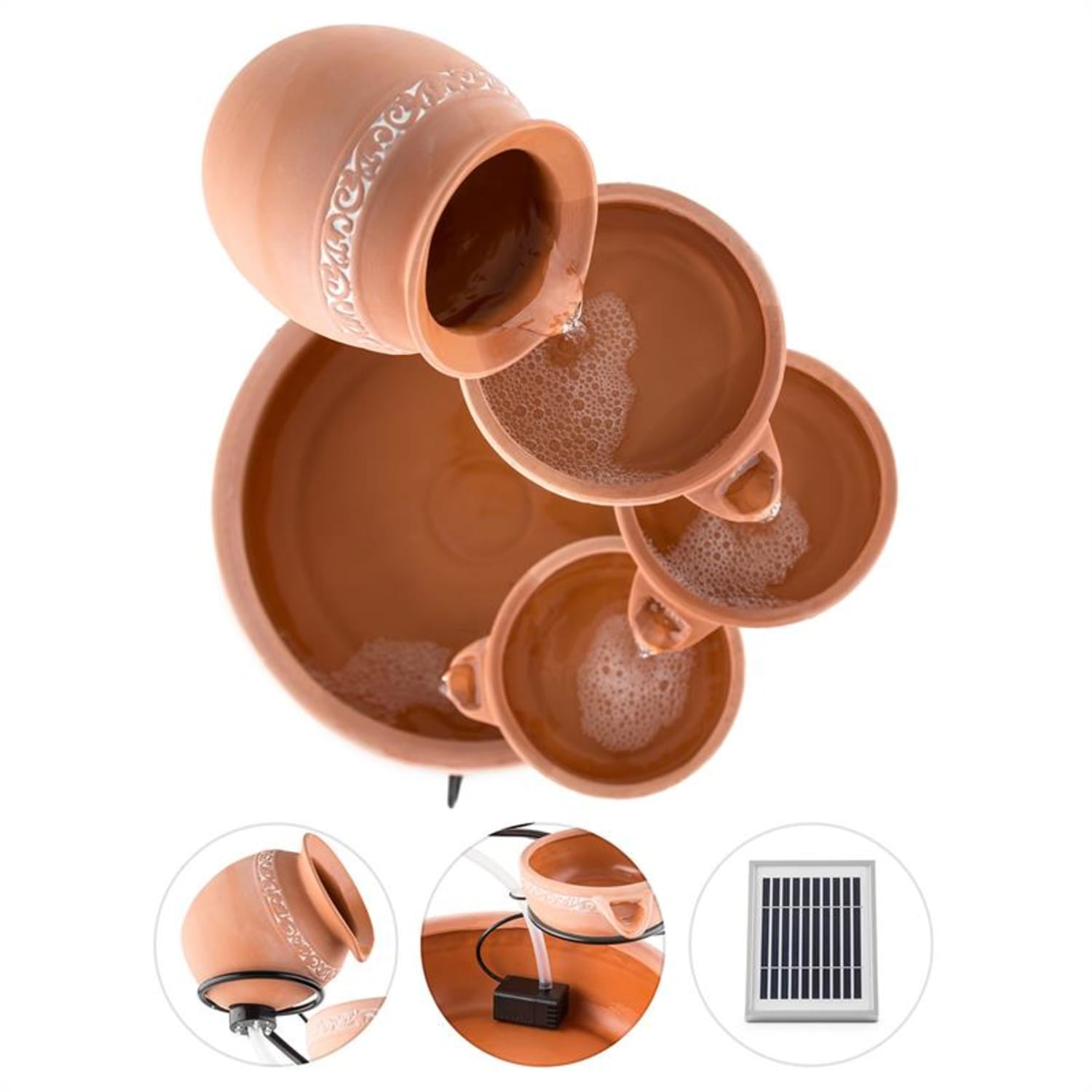 Empoli Fontana a Cascata Terracotta 5 Livelli 200 l/h Solare 2W LED 