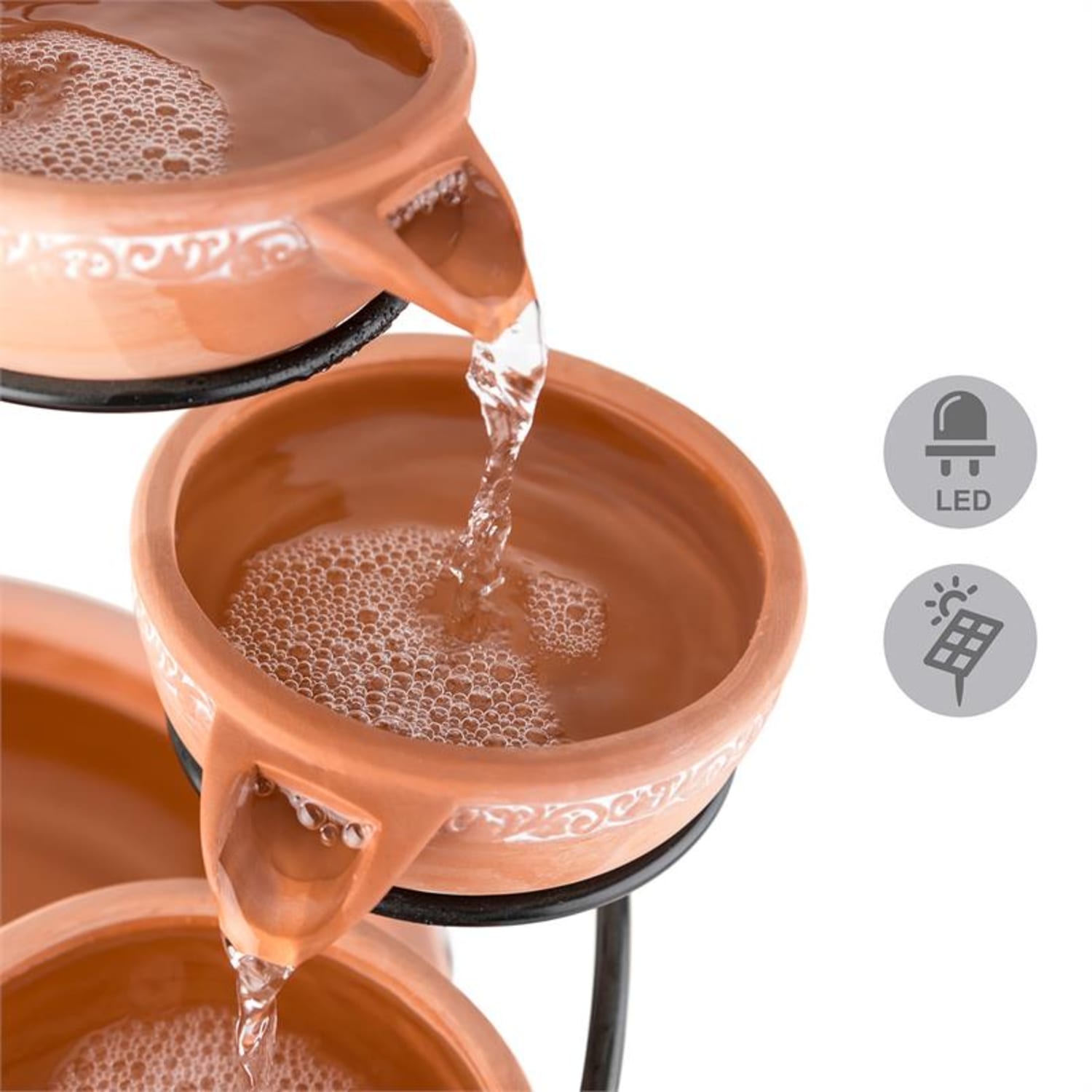 Empoli Fontana a Cascata Terracotta 5 Livelli 200 l/h Solare 2W LED 