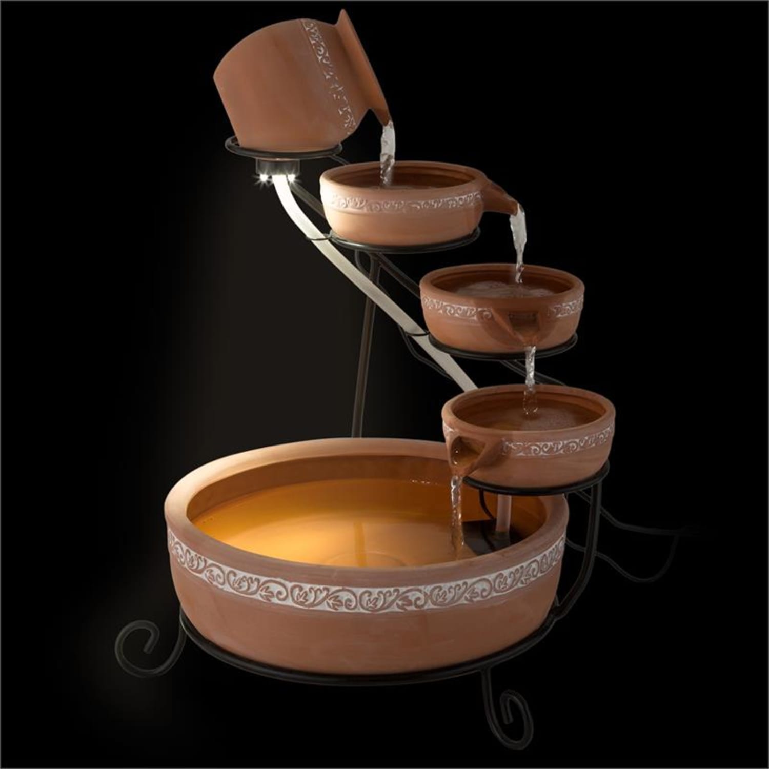 Empoli Fontana a Cascata Terracotta 5 Livelli 200 l/h Solare 2W LED 