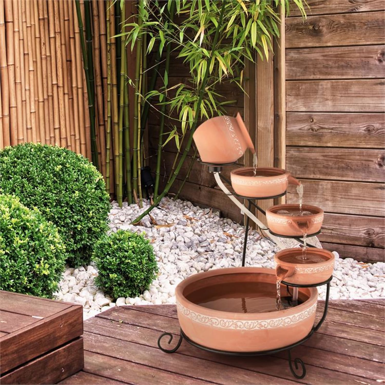 Empoli Fontana a Cascata Terracotta 5 Livelli 200 l/h Solare 2W LED 