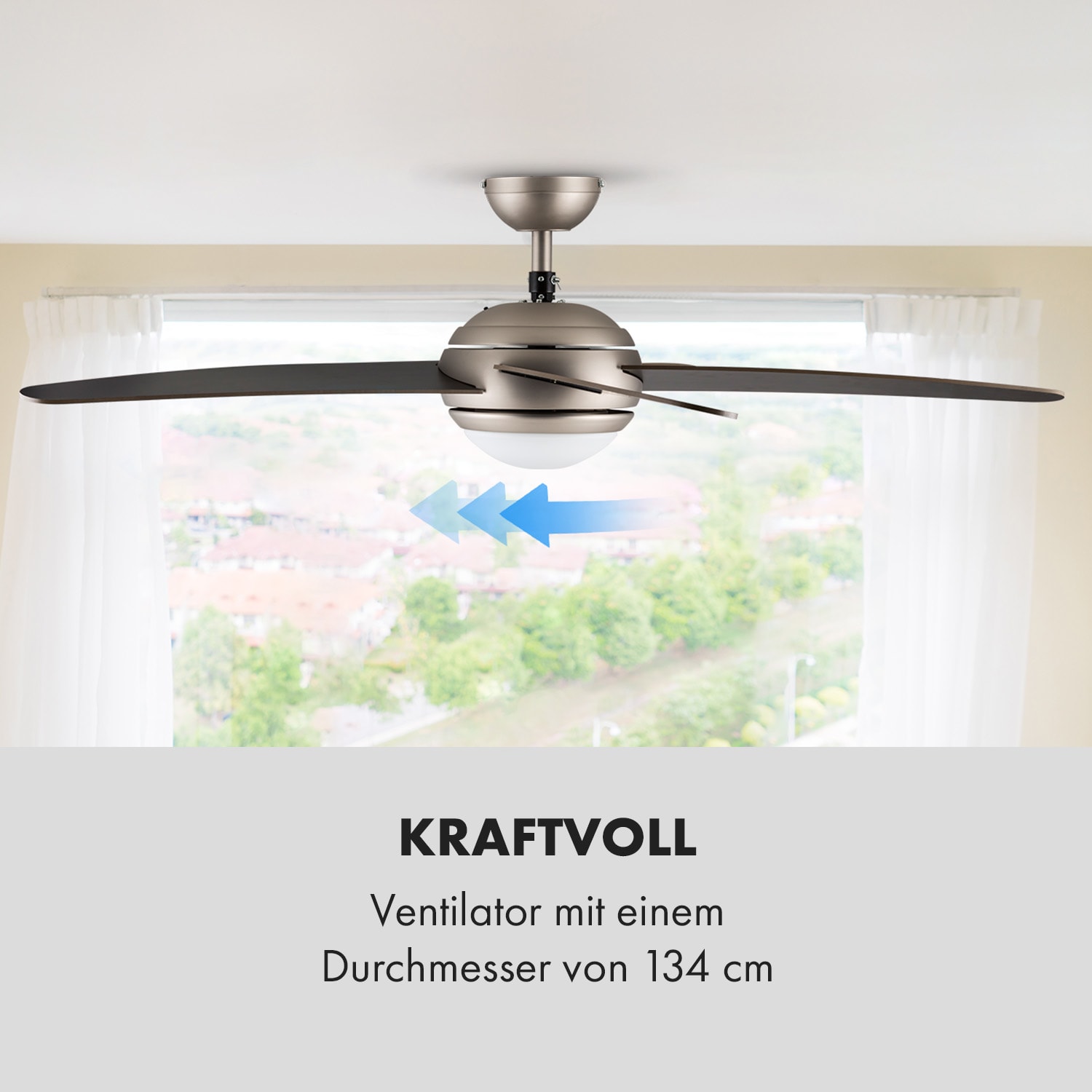Bolero Ventilatore a Soffitto 2in1 134cm Luce 55W Pale in Noce Telecomando 134 cm (stanze 13–25 m²) | Telecomando | Noce