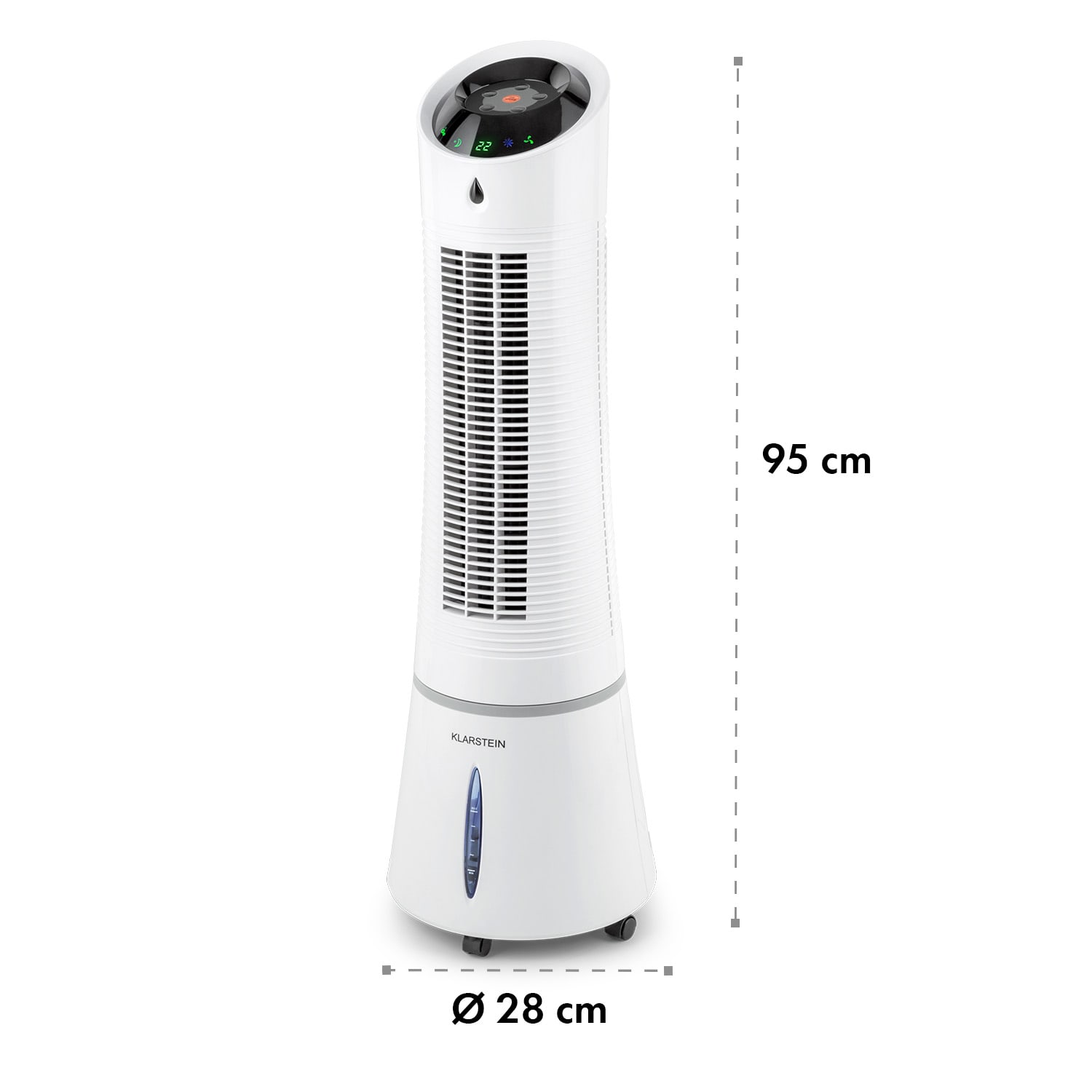 Skyscraper Ice - Ventilatore e raffrescatore evaporativo 4 in 1, 210 m³/h, oscillazione, portatile, telecomando 180 m³/h | No | Bianco