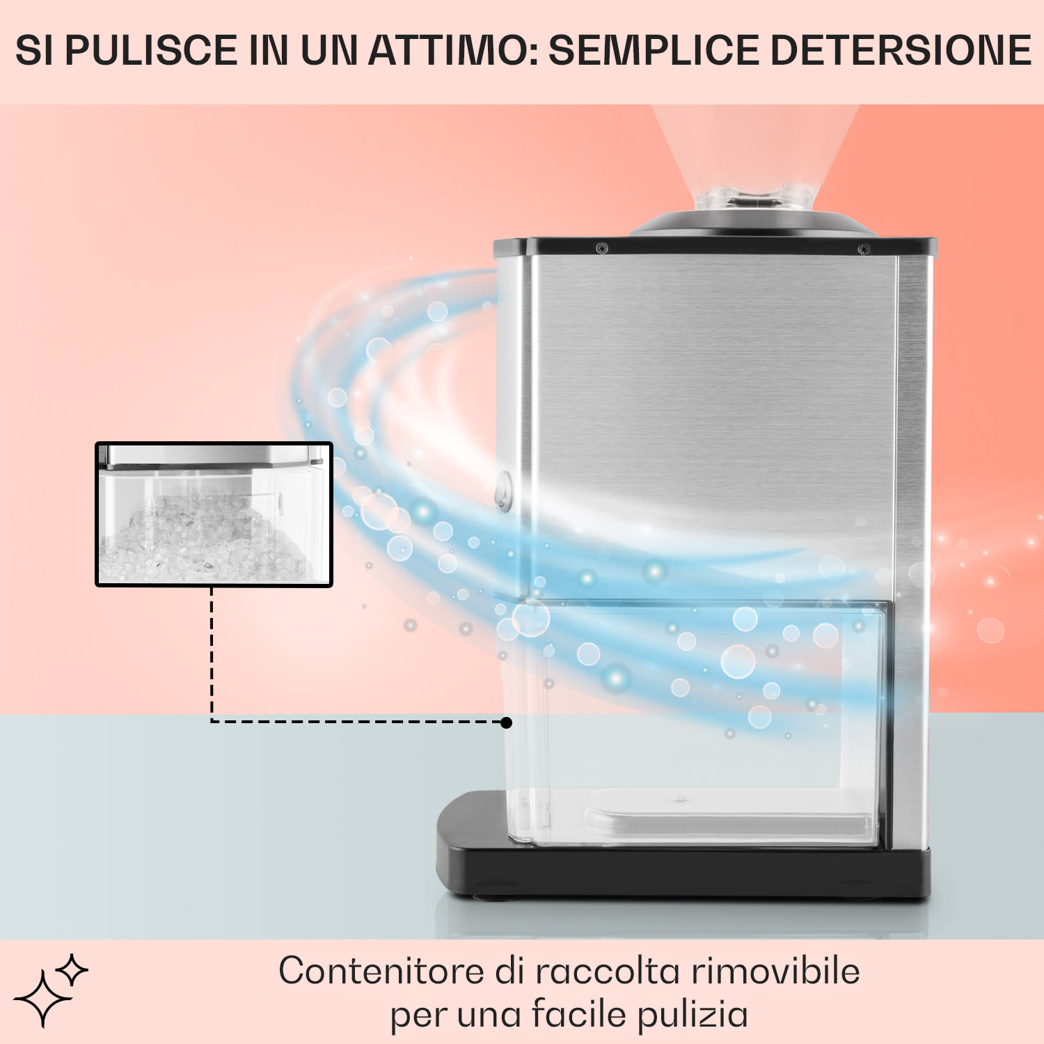 Icebreaker Macchina Tritaghiaccio 15kg/h 3,5 litri Acciaio Inox Argento