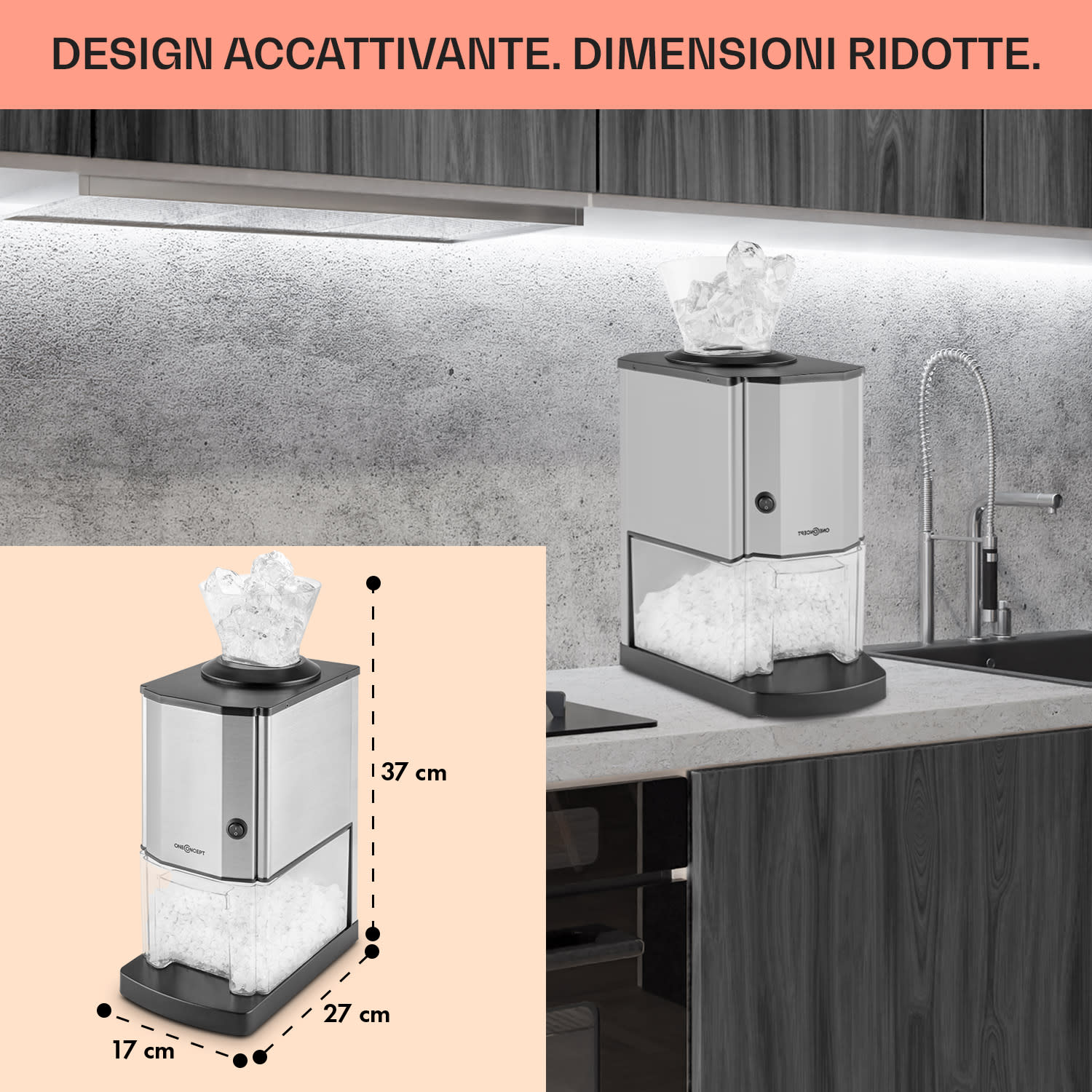 Icebreaker Macchina Tritaghiaccio 15kg/h 3,5 litri Acciaio Inox Argento