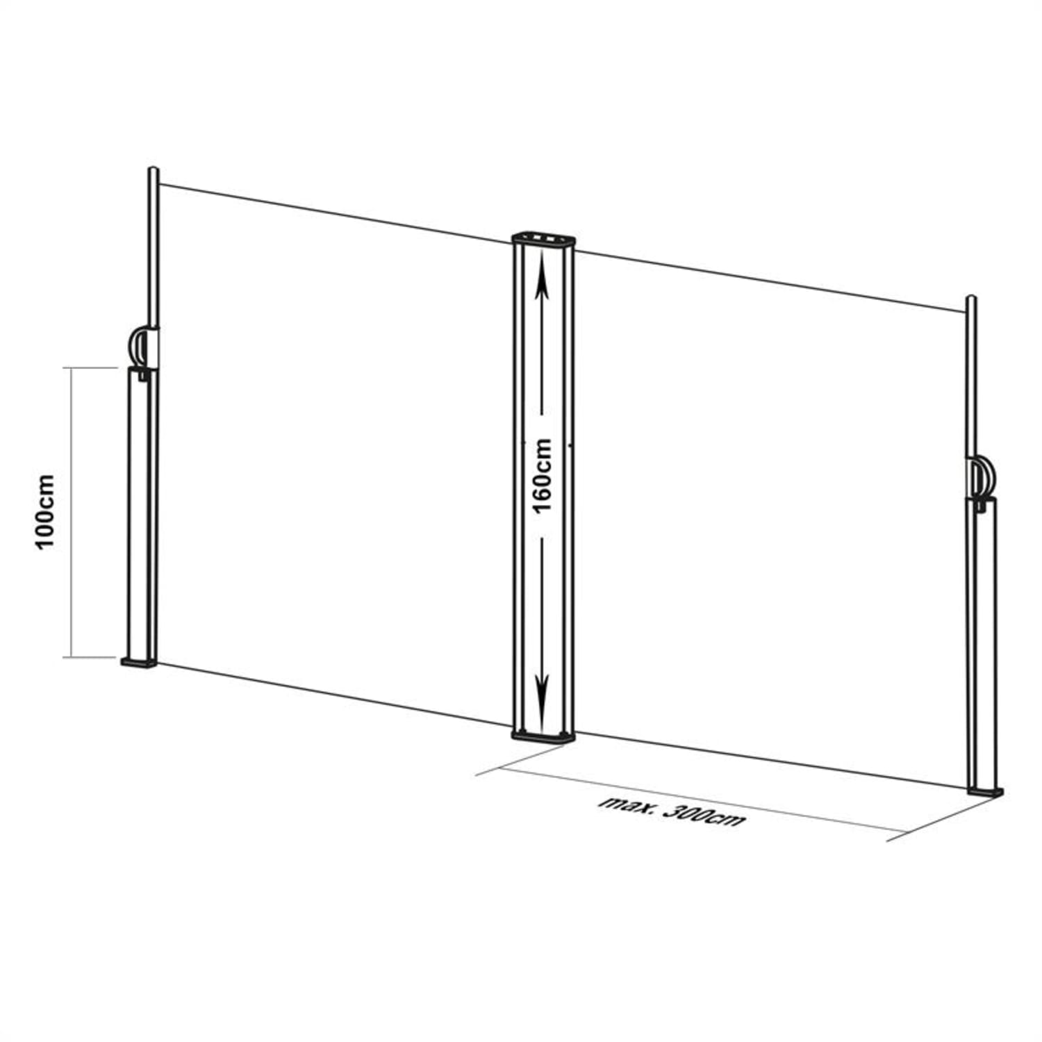 Bari Doppio 616 Doppel-Seitenmarkise 6x1,6m Aluminium anthrazit 1,6 m