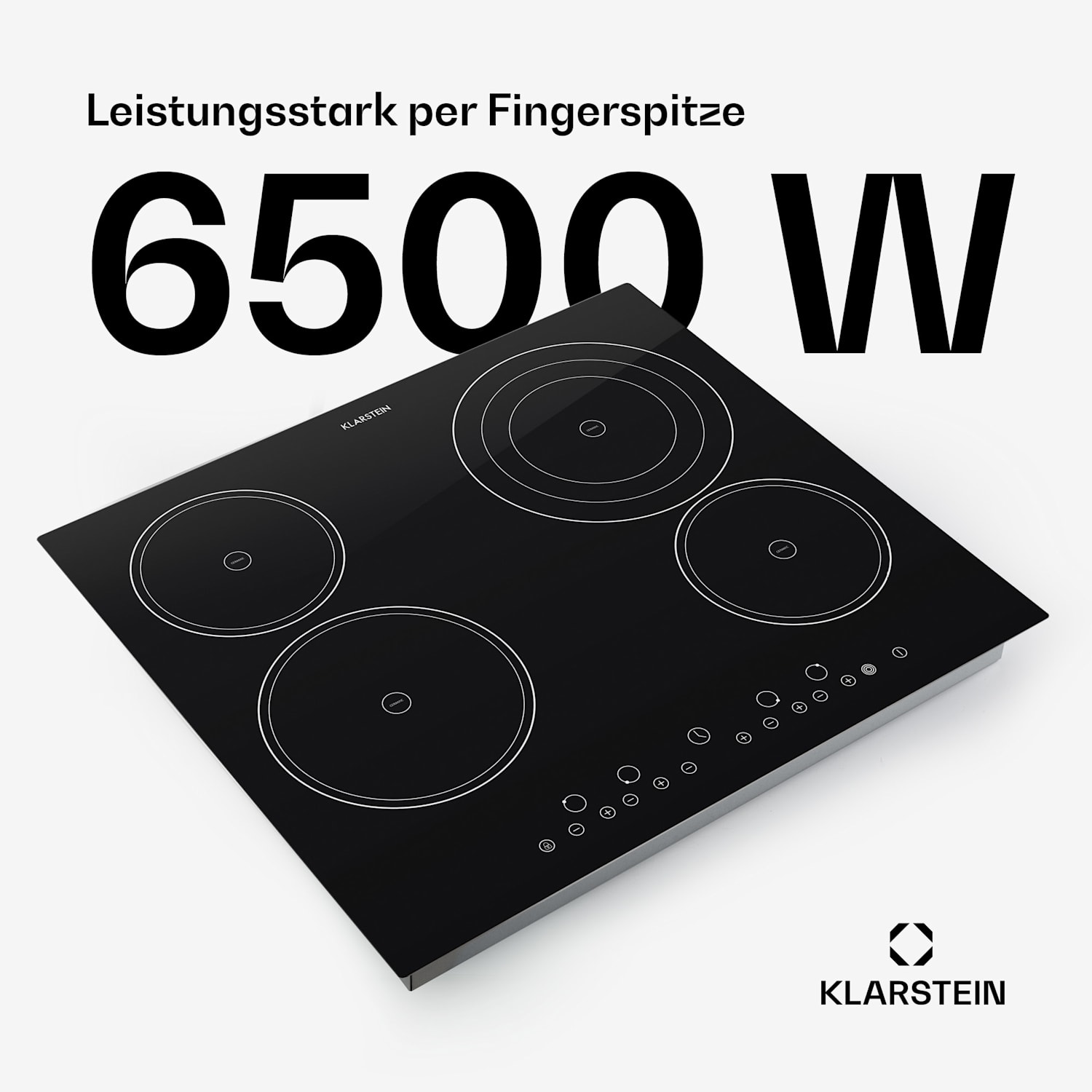 Virtuosa Keramikkochfeld Einbauherd 6500W 59x52cm 4 Zonen Glaskeramik 