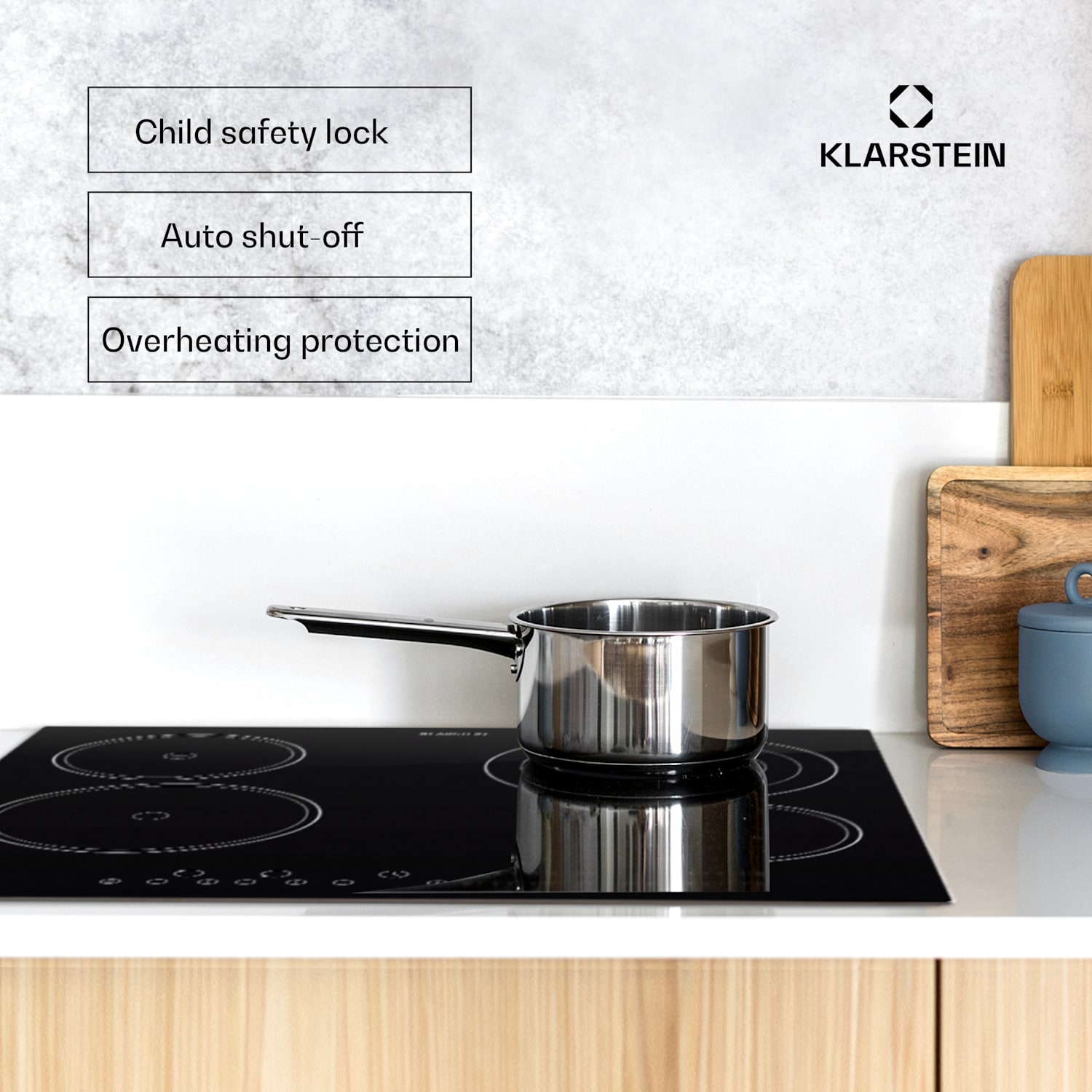 Virtuosa Ceramic Glass Hob Built-in Oven Cooker 6500W 59x52cm 