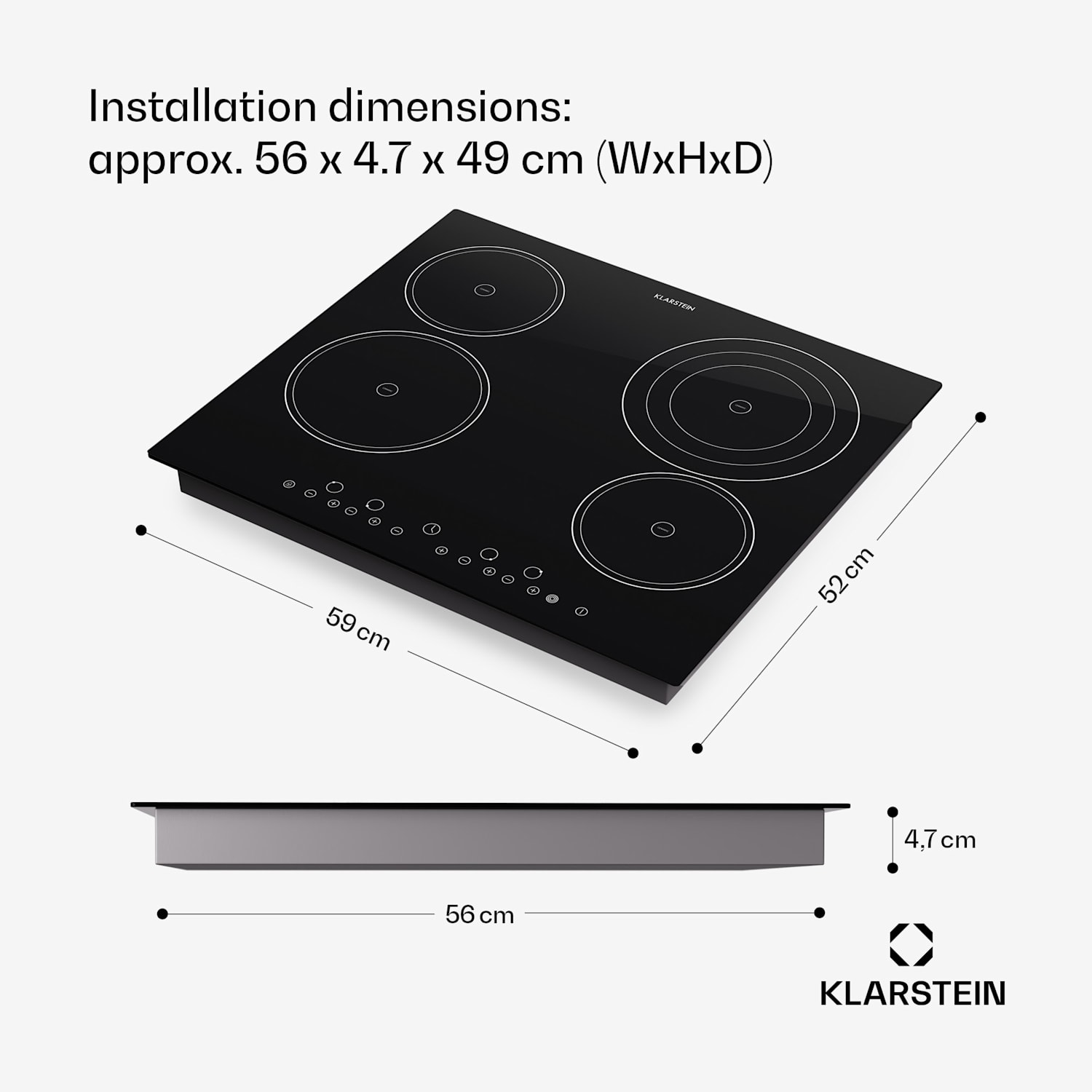 Virtuosa Ceramic Glass Hob Built-in Oven Cooker 6500W 59x52cm 