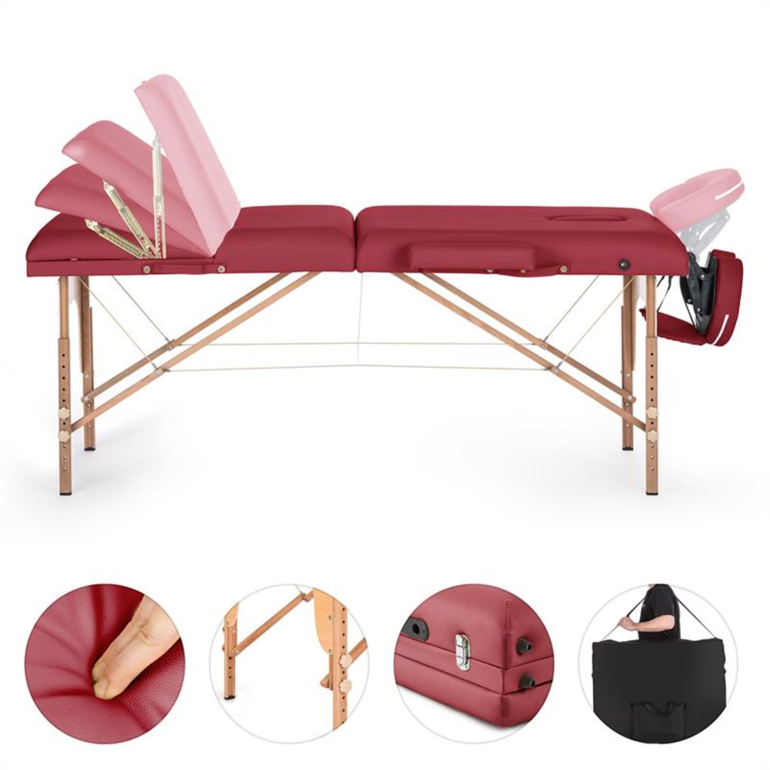 MT 500 Lettino Da Massaggio 210 cm 200 kgPieghevole Schiuma a Celle Chiuse Borsone Rosso Rosso