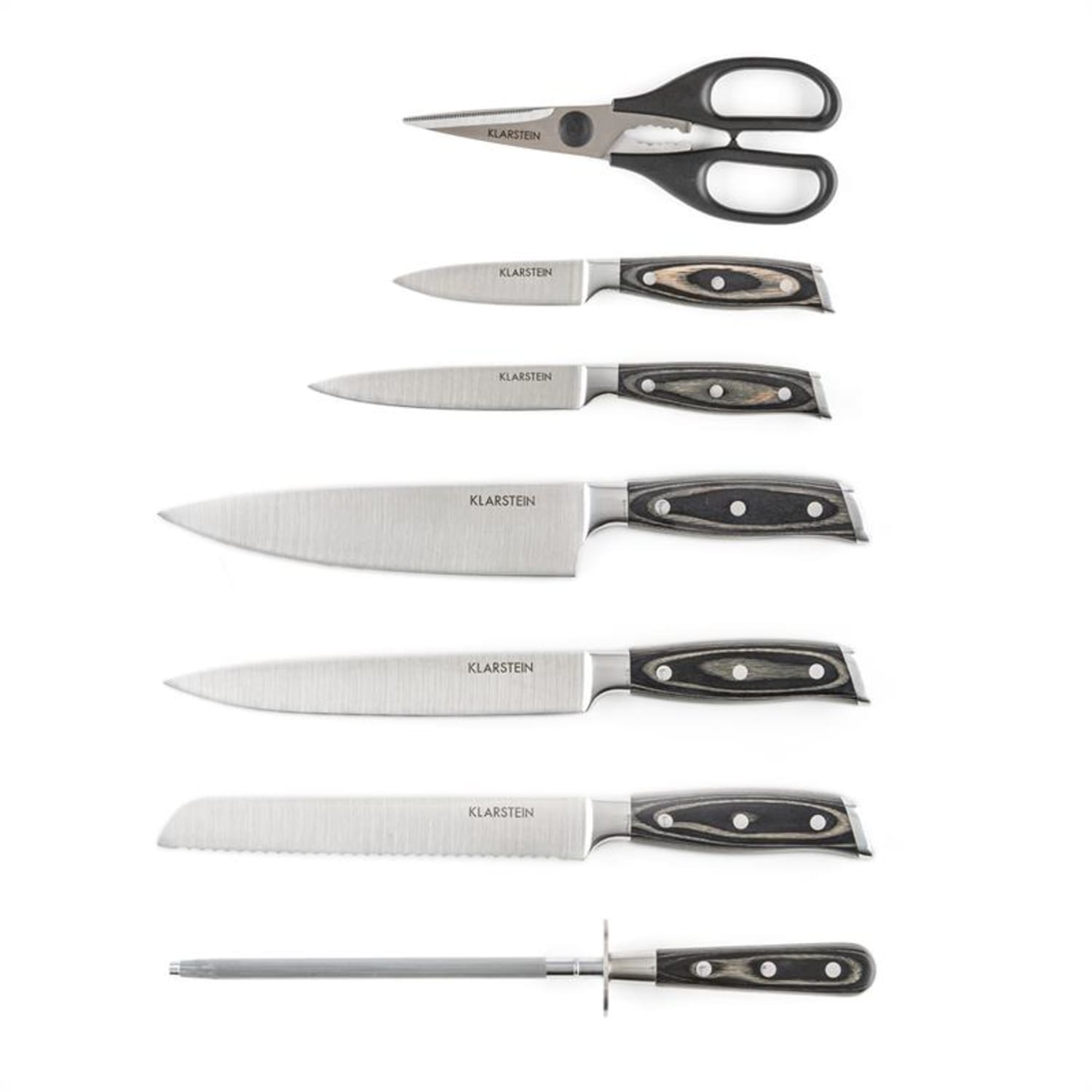 Katana 8 Set Coltelli 8 pz. Forbice Acciaiolo Ceppo Portacoltelli 