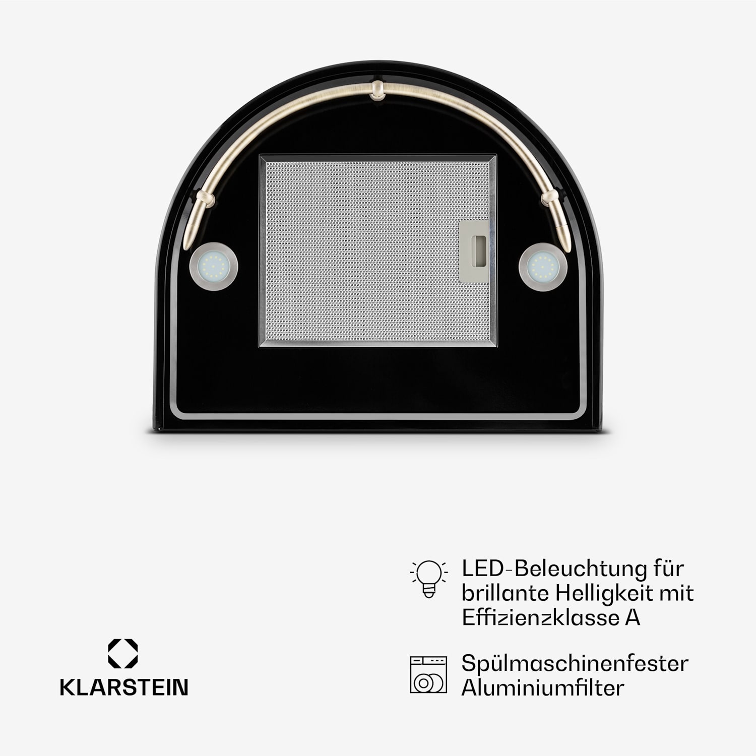 Lumio Neo Retro-Dunstabzugshaube 60cm 610m³/h A Edelstahl schwarz Schwarz