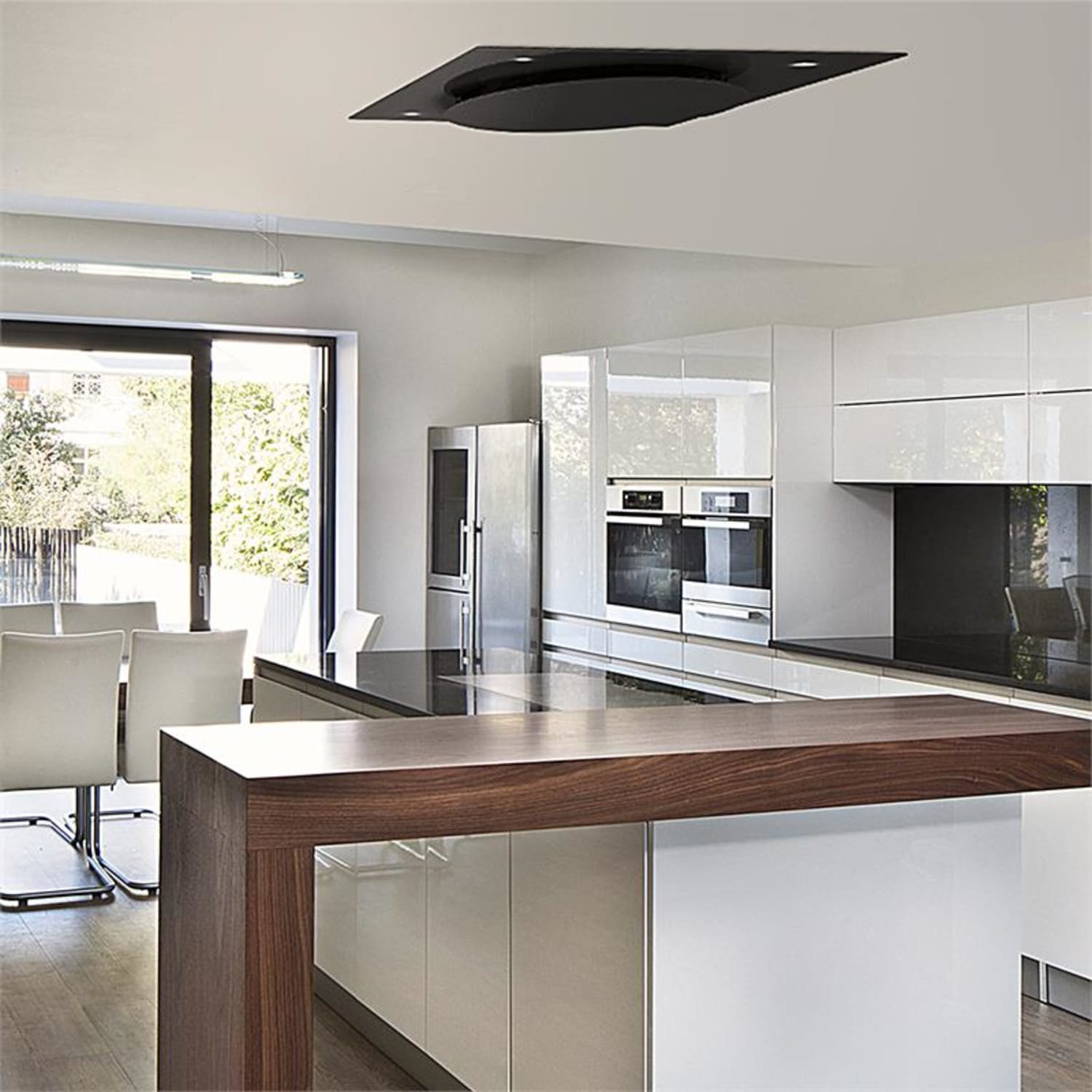 Secret Service Deckenhaube Dunstabzugshaube 220W Touch Glas LED Schwarz