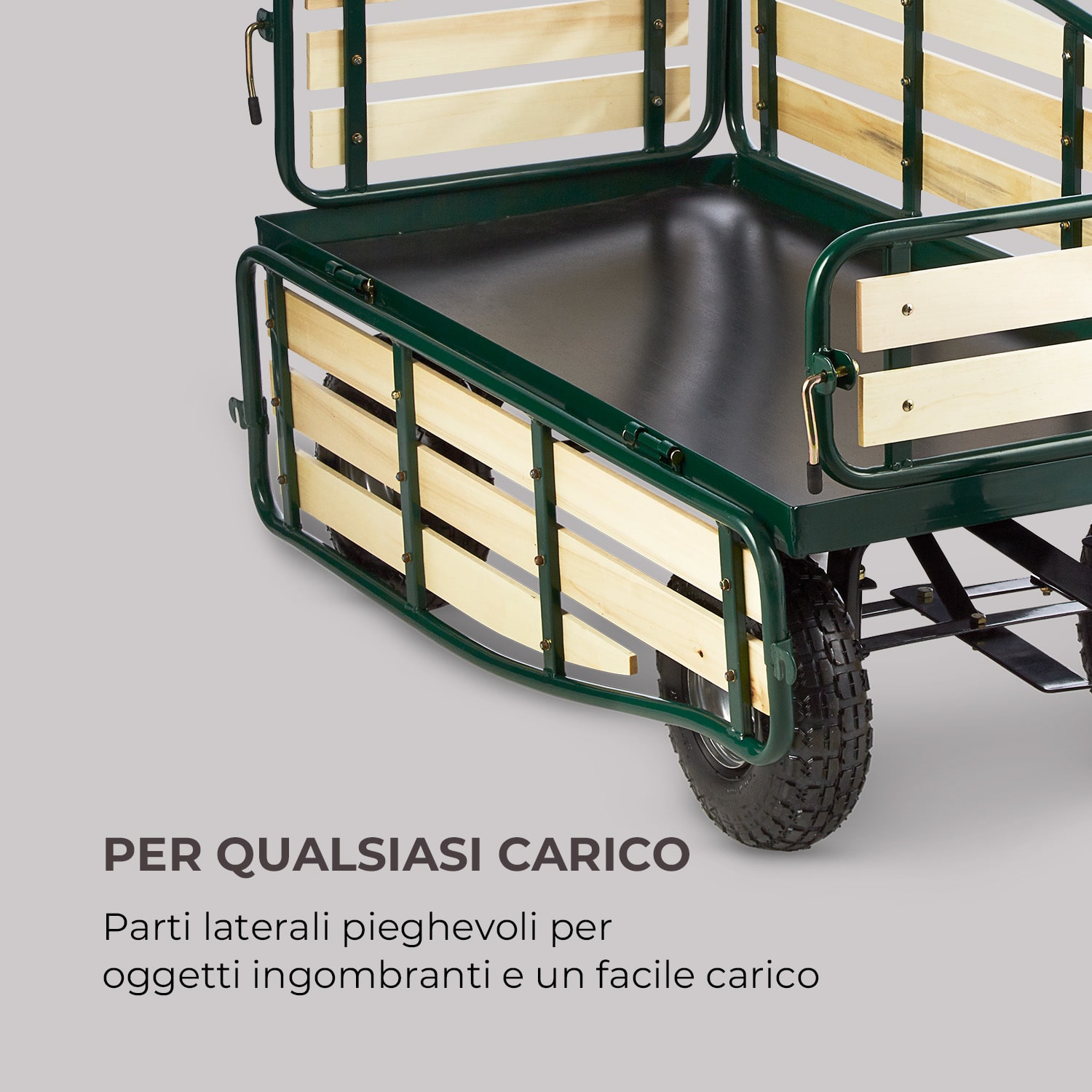 Ventura Carretto a Rimorchio Carichi Pesanti 300 kg Acciaio Verde scuro