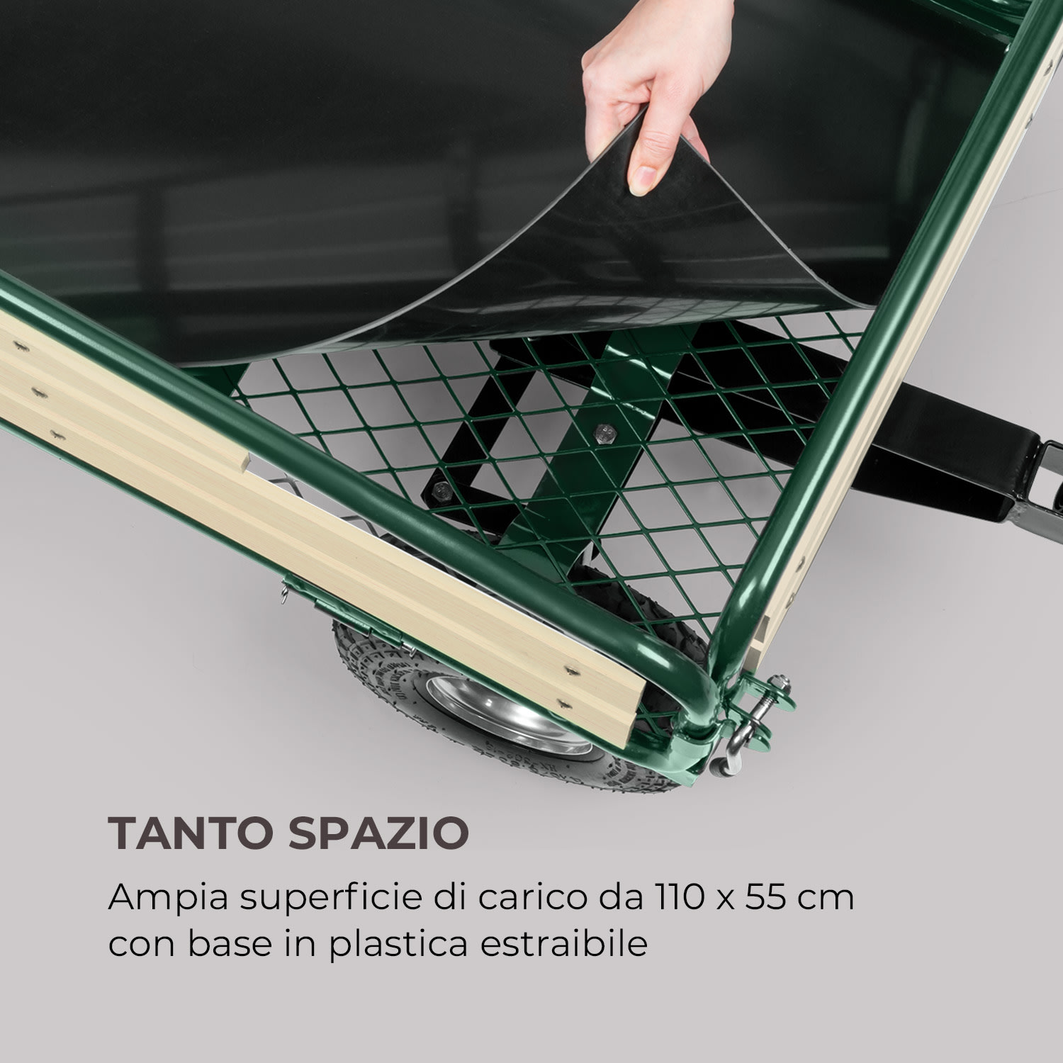 Ventura Carretto a Rimorchio Carichi Pesanti 300 kg Acciaio Verde scuro