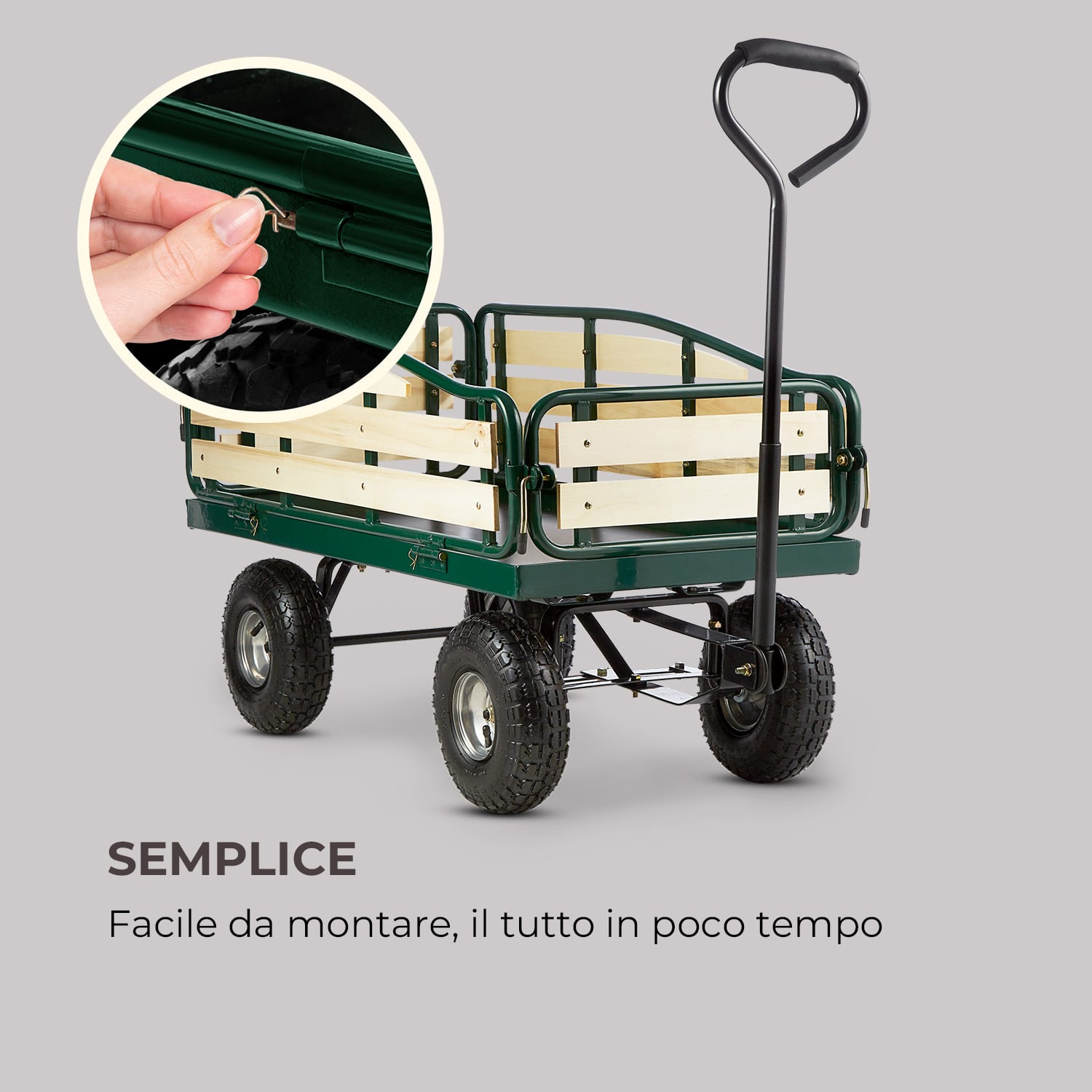 Ventura Carretto a Rimorchio Carichi Pesanti 300 kg Acciaio Verde scuro
