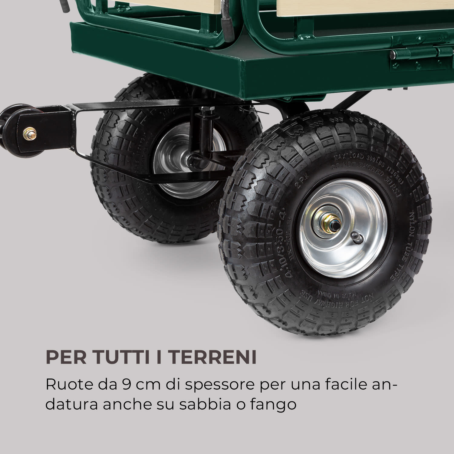 Ventura Carretto a Rimorchio Carichi Pesanti 300 kg Acciaio Verde scuro