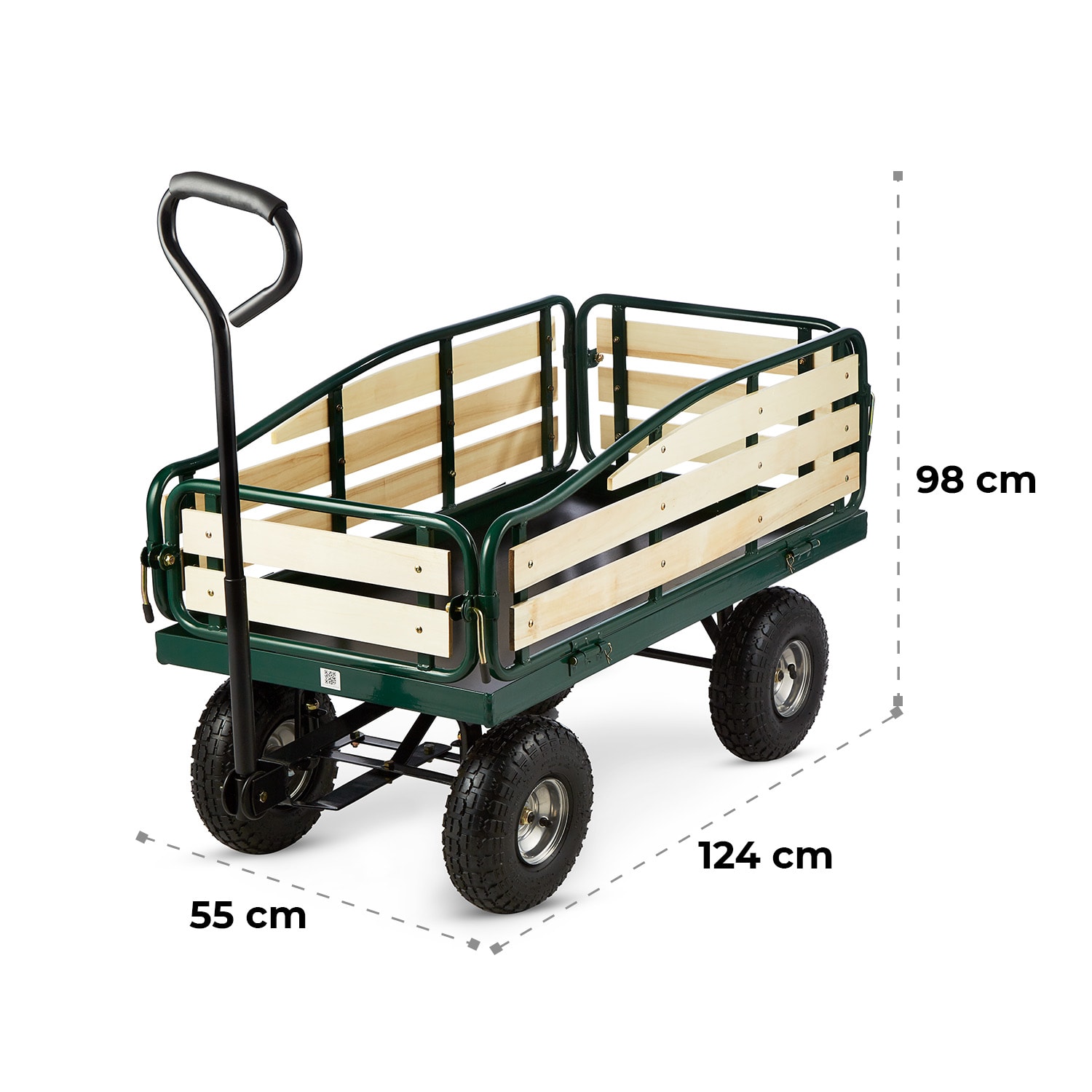 Ventura Carretto a Rimorchio Carichi Pesanti 300 kg Acciaio Verde scuro