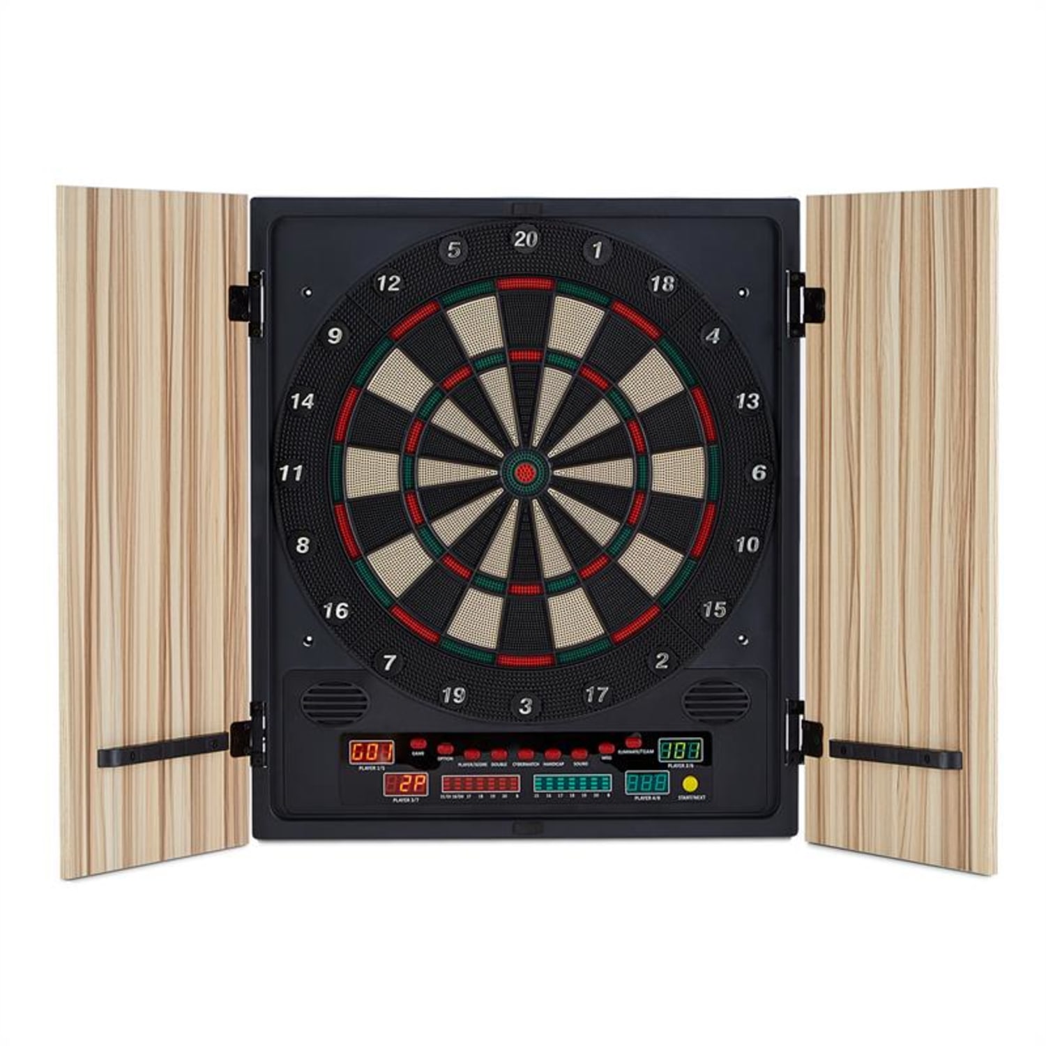 Dartmaster 180 Dartscheibe Dartautomat Softtip Türen beige Akazie