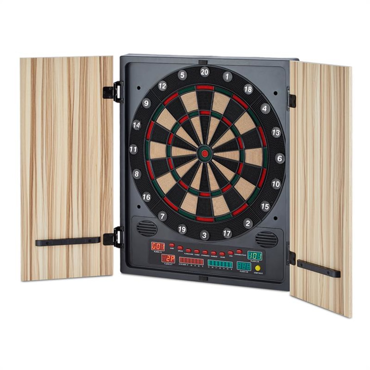 Dartmaster 180 Dartscheibe Dartautomat Softtip Türen beige Akazie
