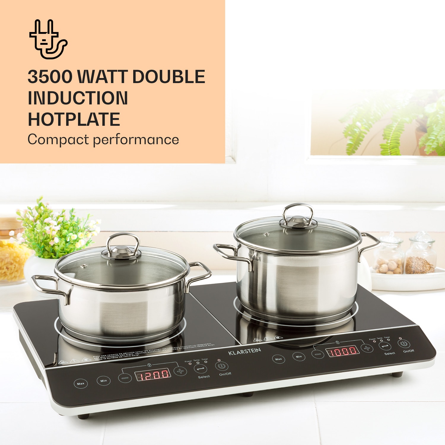 VariCook Slim Double Induction Hotplate 3500 W Timer 240° C Touch 