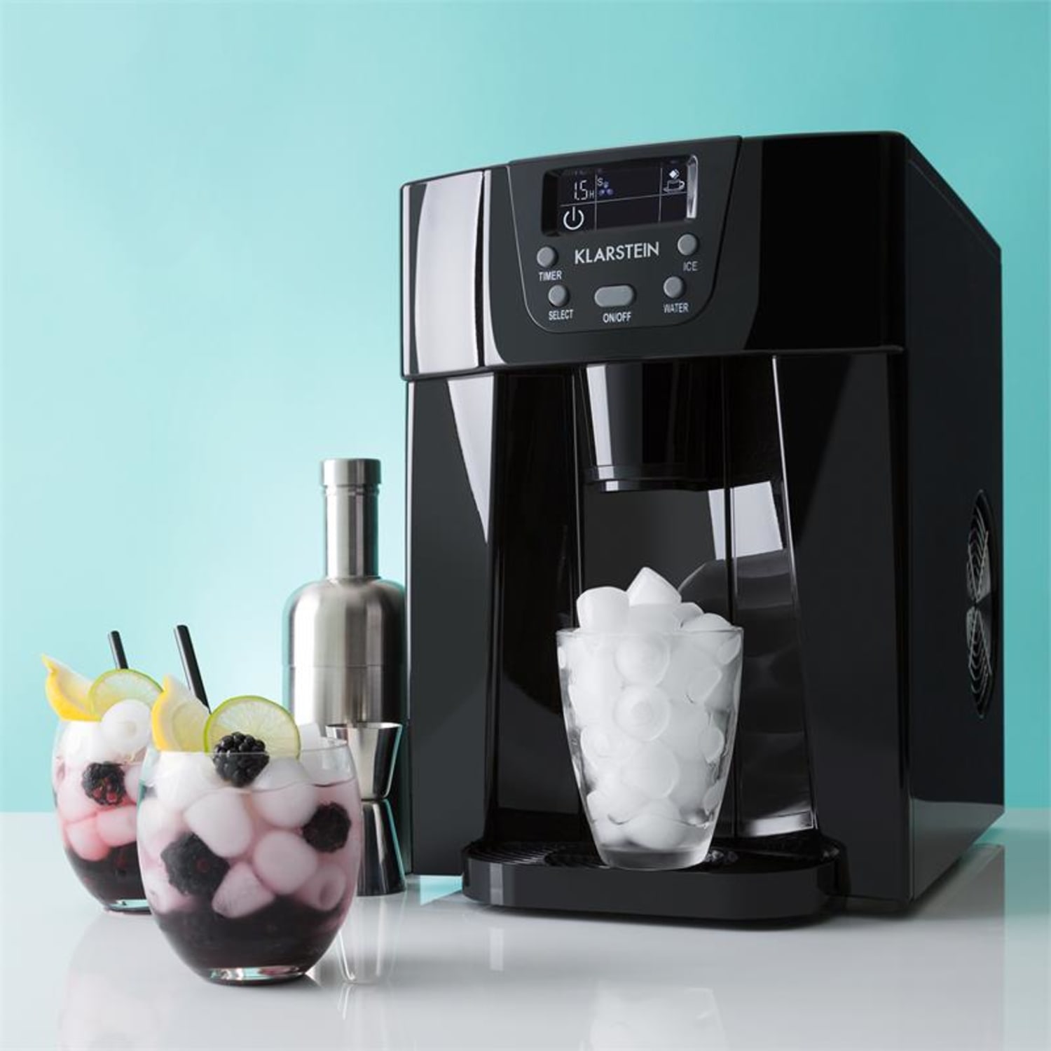 Ice Volcano 2G Machine à glaçons LED 12 kg en 24 h 2L 6-10 min – noir Noir