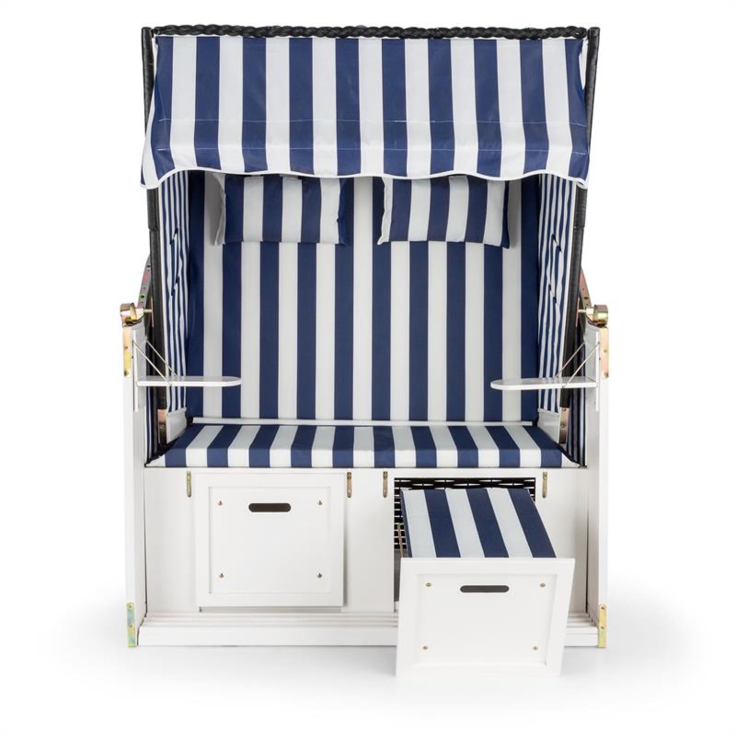 Hiddensee Cabina Sdraio XL 2 Posti a strisce blu/bianco Bianco / Multi