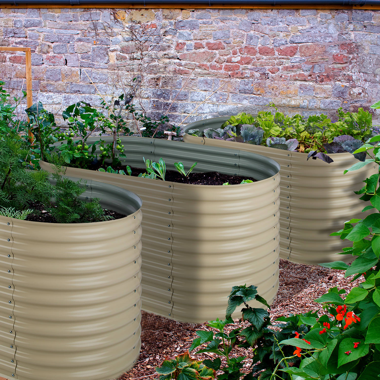 High Grow Fioriera Rialzata 1,6m Rivestimento zinco-alluminio beige 1,6 m | Sabbia