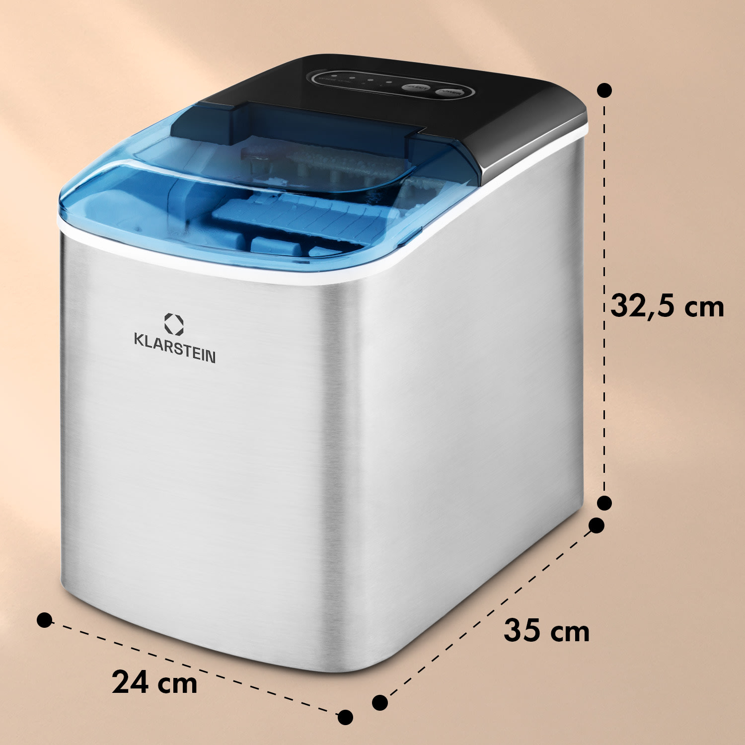 On-The-Rocks Machine à glaçons LED 12kg / 24h réservoir 2,1L inox 