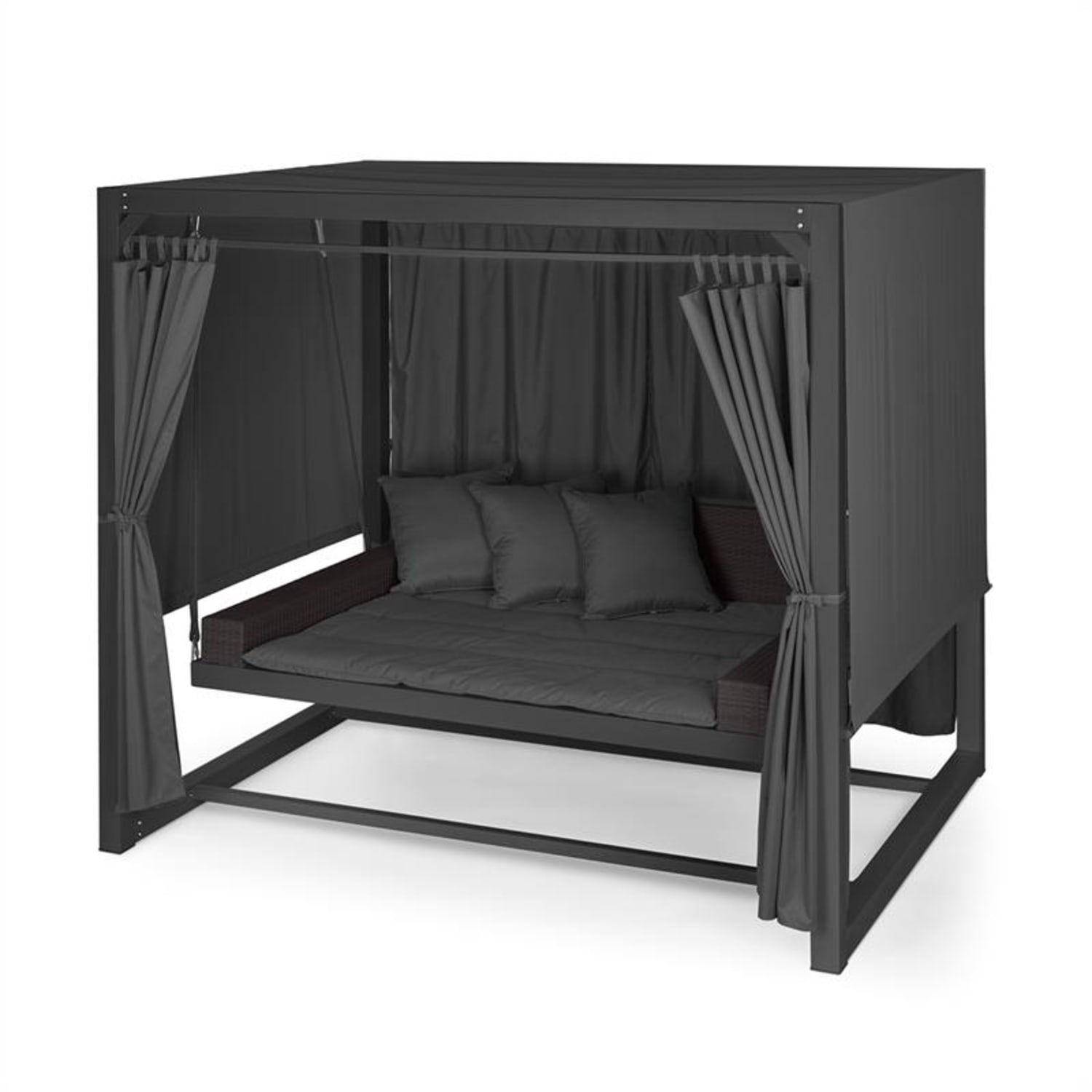 Eremitage Dondolo Hollywood di lusso, 236 x 210 x 180 cm, baldacchino, tende Grigio scuro