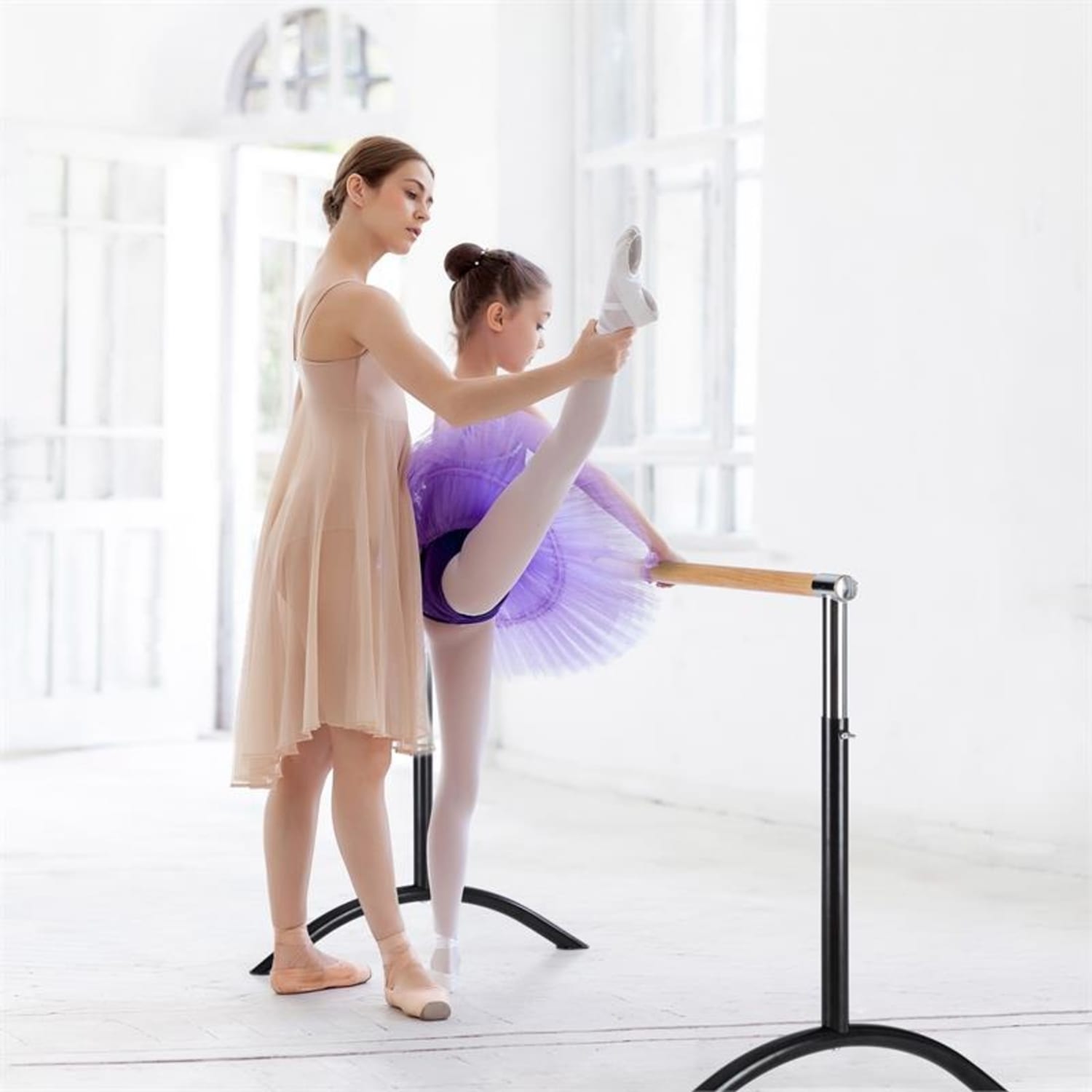 Bar Lerina Sbarra Danza Mobile 110x113cm Altezza Regolabile Acciaio nero Nero