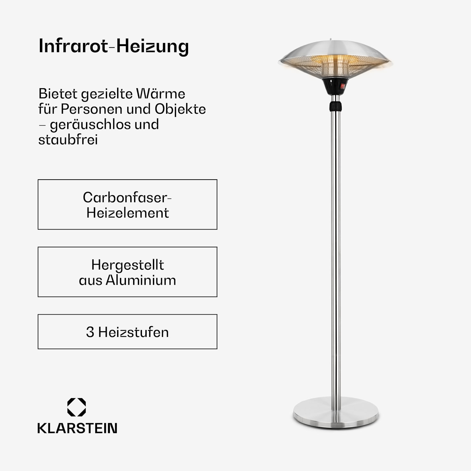 Heat Guard - Stufa a infrarossi, IP44, altezza regolabile, IR ComfortHeat, 2100 W 