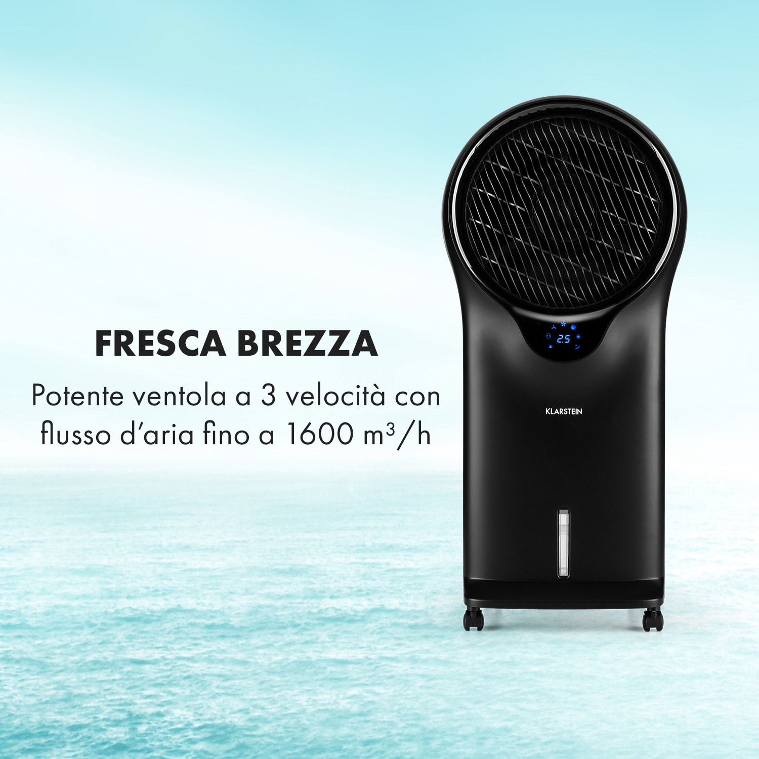 Whirlwind 3 in 1, raffrescatore evaporativo, ventilatore, umidificatore, 1600 m³/h 1600 m³/h | No | Nero