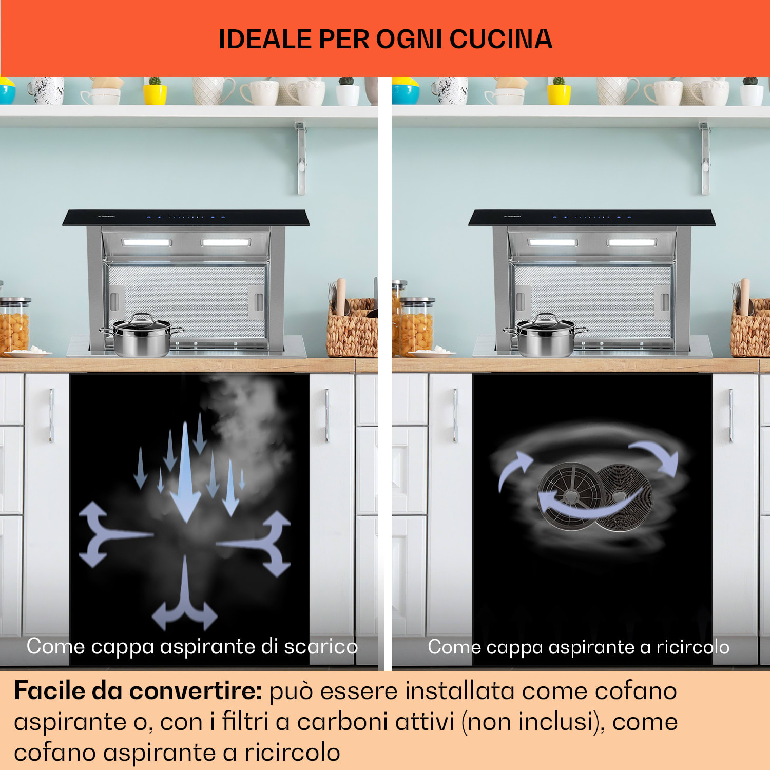 Royal Flush Downdraft Cappa Aspirante 430 m³/h 60 cm 60