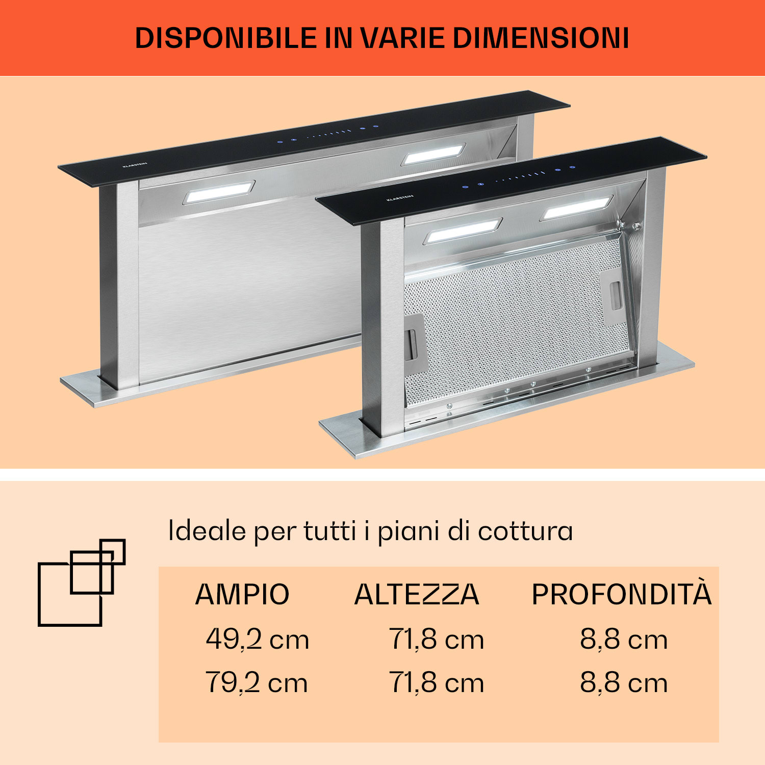 Royal Flush Downdraft Cappa Aspirante 430 m³/h 60 cm 60