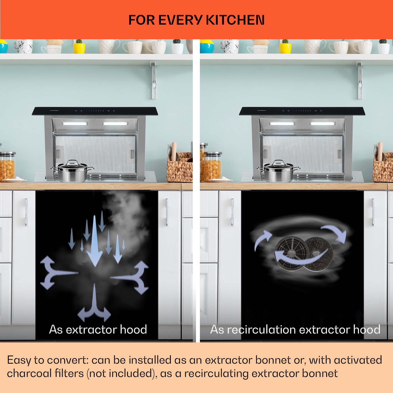 Royal Flush Downdraft Cooker Extractor Hood 430 m³ / h 60 cm 60