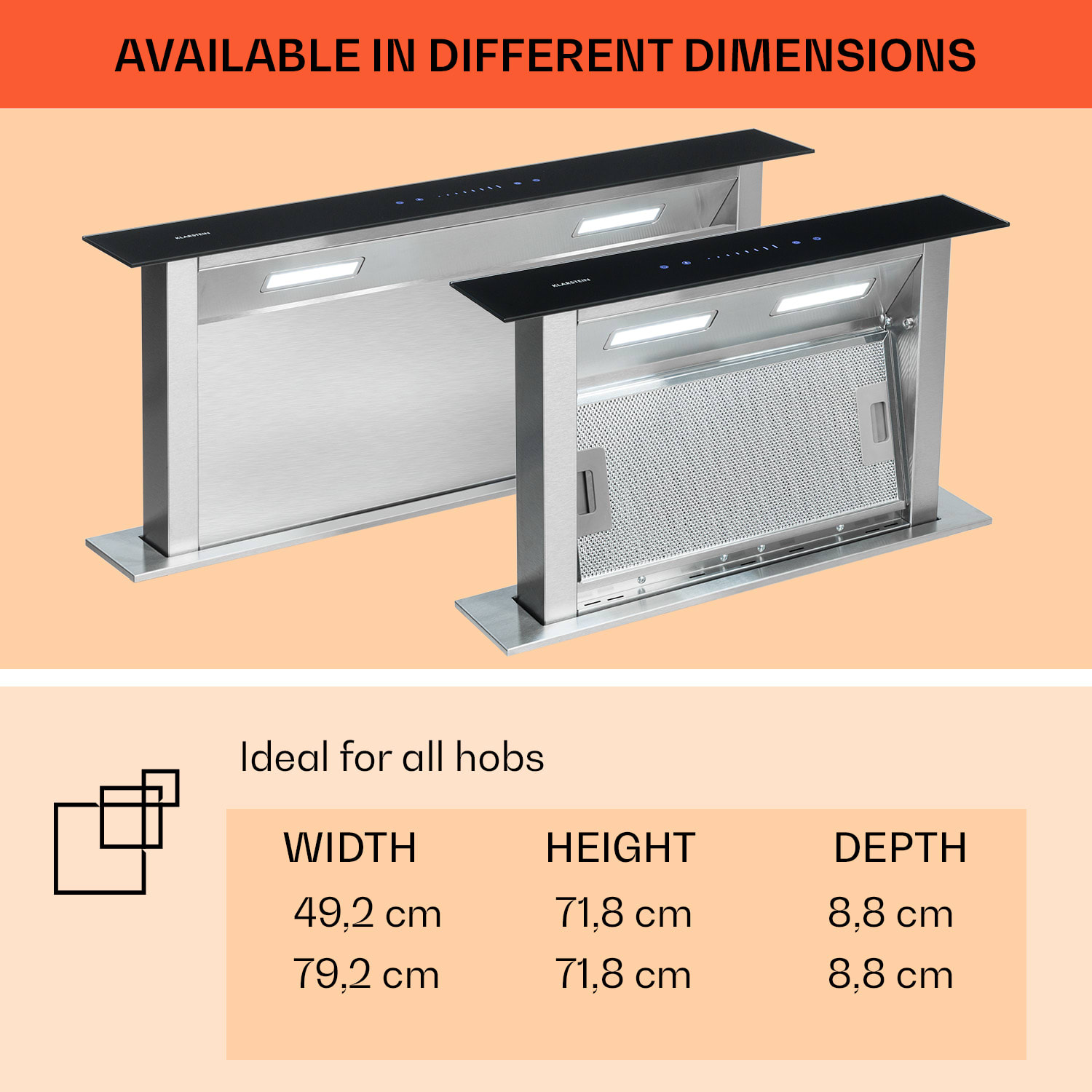 Royal Flush Downdraft Cooker Extractor Hood 430 m³ / h 60 cm 60