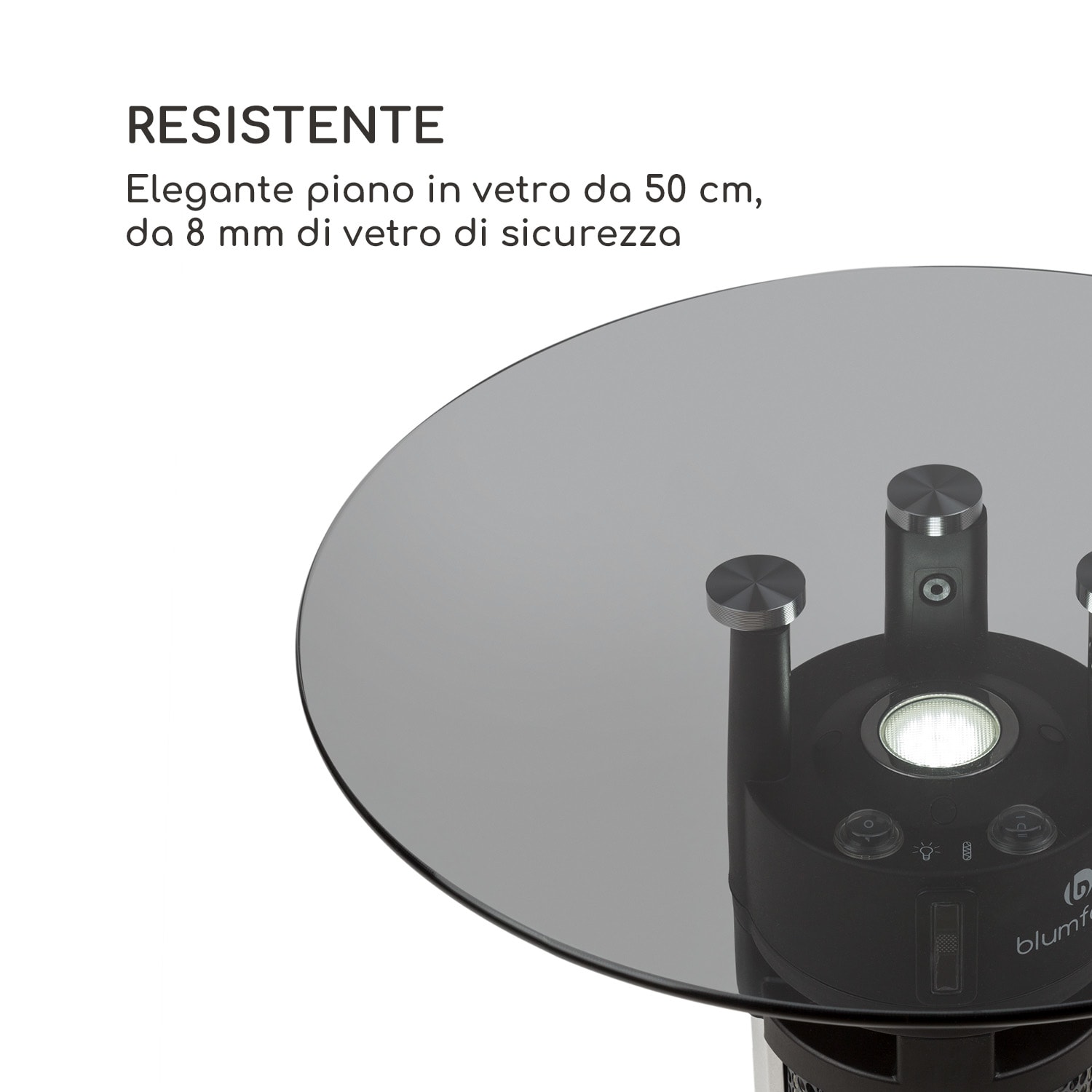 Primal Heat 65 Tavolo Bistrò Elemento Riscaldante Carbonio IR 1200 W LED 65 cm Vetro 