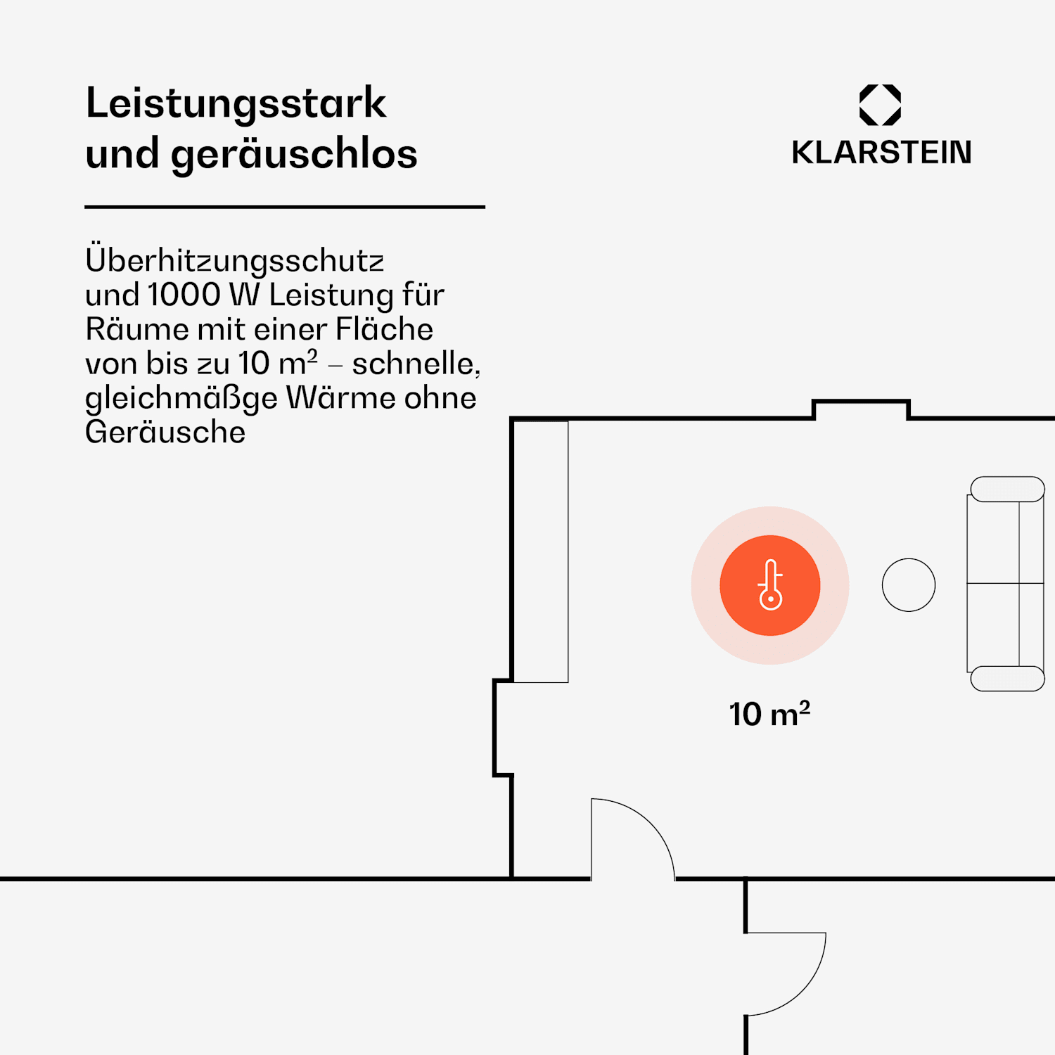 Bornholm Single Konvektions-Heizgerät Thermostat Timer 1000W 70m²  Schwarz