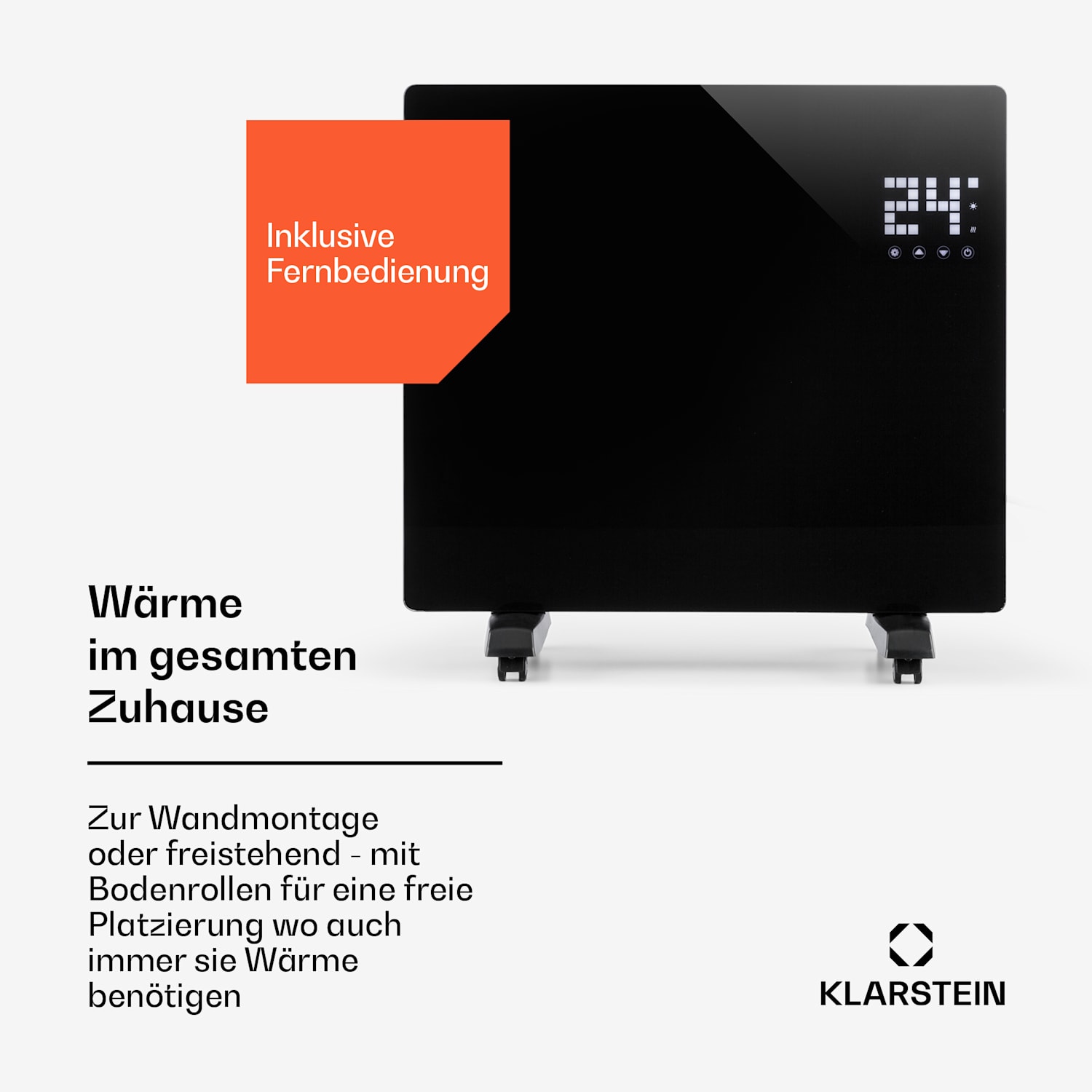 Bornholm Single Konvektions-Heizgerät Thermostat Timer 1000W 70m²  Schwarz
